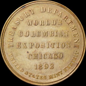 HK-154 1893 Columbian Exposition Oreide Lower Flag One Pearl Variety Small Letters Official SCD