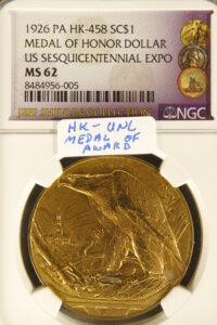 HK-458 VARIETY 1926 U.S. Sesquicentennial Exposition Medal of “AWARD” SCD