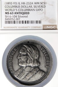 HK-232A 1893 Columbian Quint Columbus Fur Collar with Columbus Discovering America Tall Flag SCD