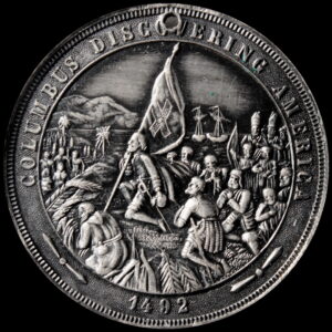 HK-232A 1893 Columbian Quint Columbus Fur Collar with Columbus Discovering America Tall Flag SCD