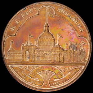 HK-155 1893 Columbian Exposition Brass Variety Small Letters Official SCD – Higher Flag variety