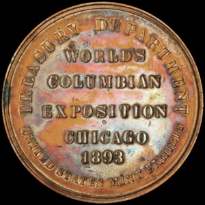 HK-155 1893 Columbian Exposition Brass Variety Small Letters Official SCD – Higher Flag variety