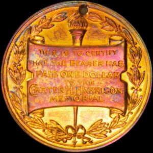 HK-765 1893 Columbian Chicago Mayor Harrison Statue Donation SCD – Gold-Plated