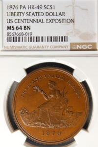 HK-49 1876 Centennial Seated Liberty / Small Independence Hall SCD
