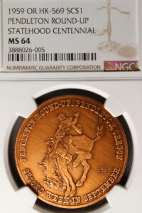 HK-569 1959 Oregon Statehood Centennial – Pendleton Round-up Copper SCD
