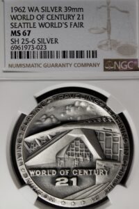1962 Century 21 Exposition High Relief Silver World of Century 21 SCD