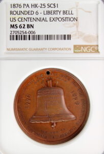 HK-25 1876 Centennial Liberty Bell Rounded 6 / Independence Hall SCD