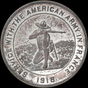 HK-893 UNLISTED 1918 Service with American Army in France SCD – unlisted Silver-Plated
