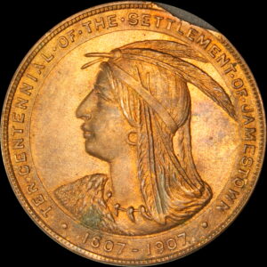 HK-346 1907 Jamestown Tercentennial Exposition Official SCD – ERROR Clipped Planchet