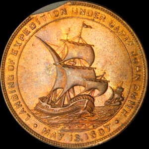 HK-346 1907 Jamestown Tercentennial Exposition Official SCD – ERROR Clipped Planchet