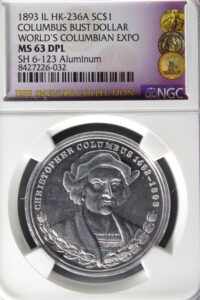 HK-236A 1893 Columbian Childs Columbus with Hat and Wreath with Five Edifices With Scrolls SCD