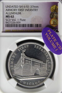1893 Columbian Childs Armory / Ornate Aluminum SCD – Plate Coin