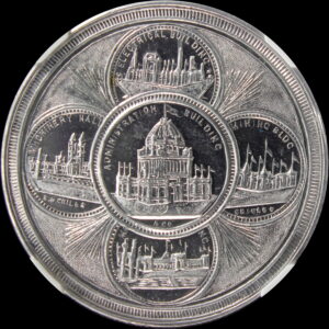 1893 Columbian Childs Five Edifices with Rays / Wonderful Aluminum SCD – Plate Coin