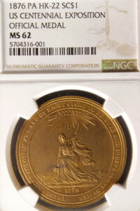 HK-22 1876 U.S. Centennial Exposition Official SCD Gold-Plated