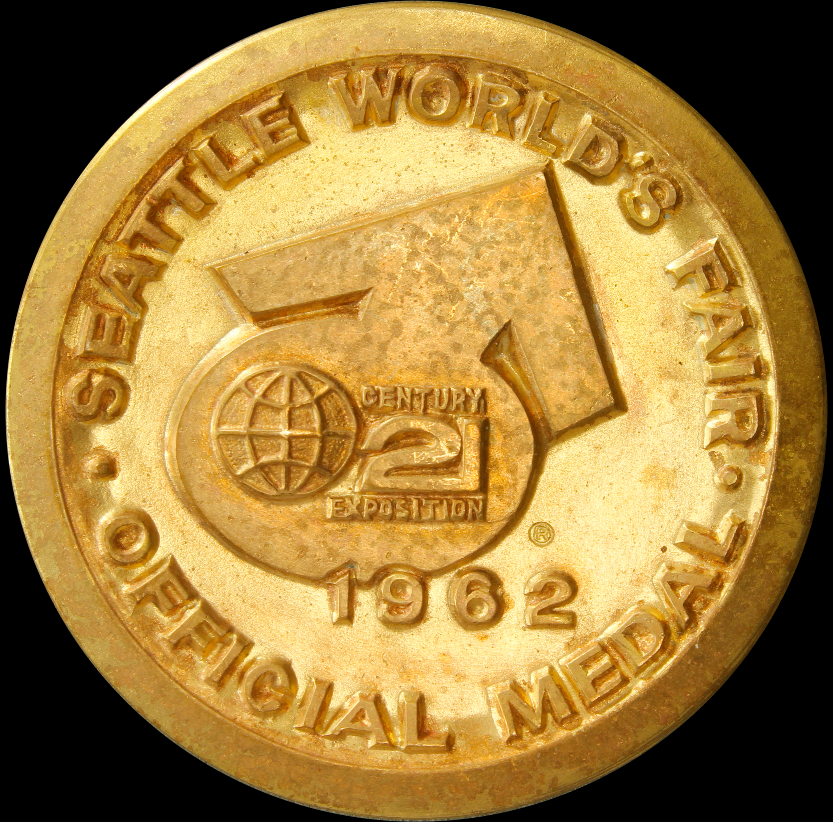 1962 Century 21 Exposition High Relief Gold-Plated Million Dollar Display SCD