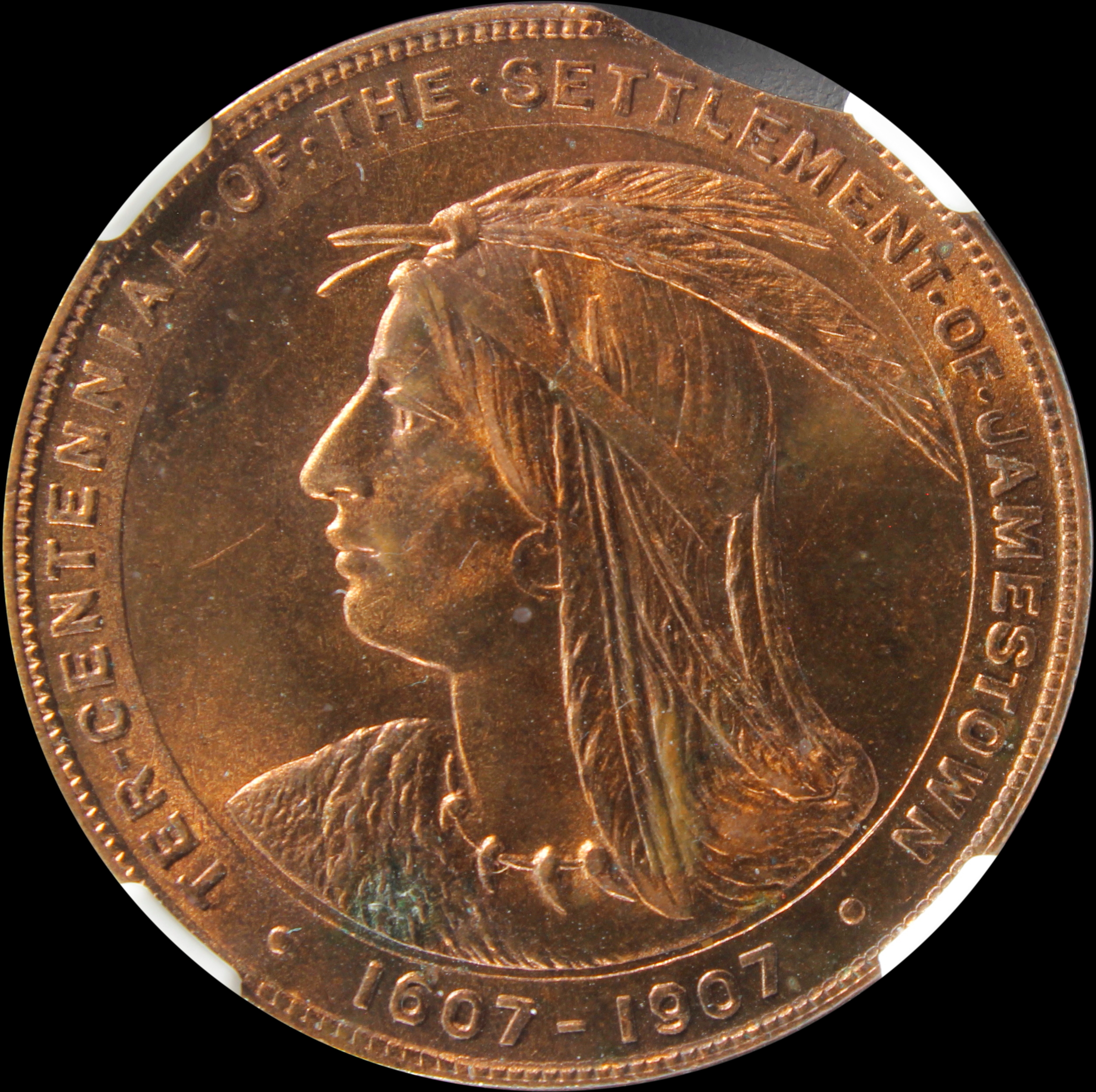 HK-346 1907 Jamestown Tercentennial Exposition Official SCD – ERROR Clipped Planchet
