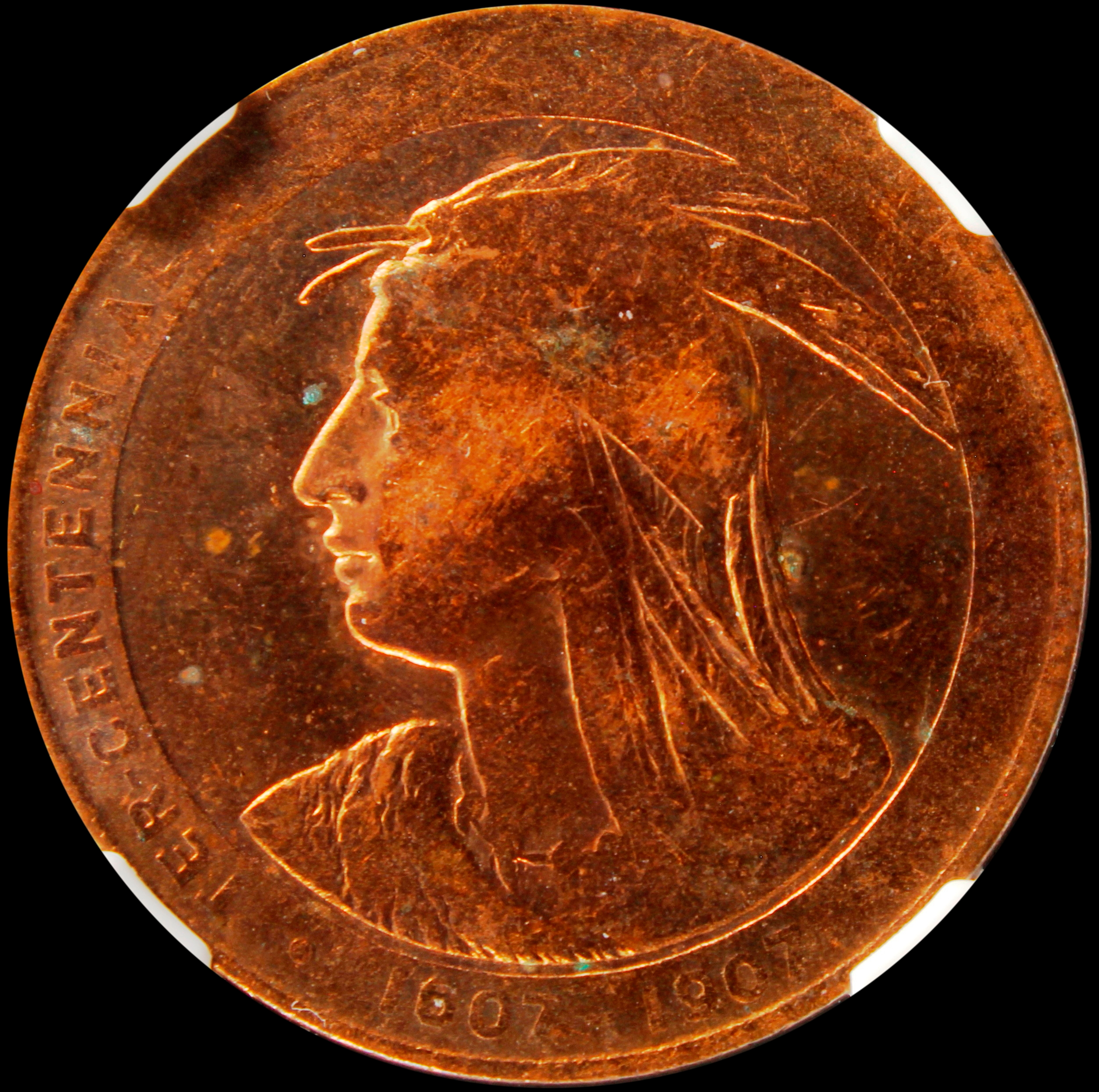 HK-346 1907 Jamestown Tercentennial Exposition Official SCD – Bronze “DIE TRIAL”
