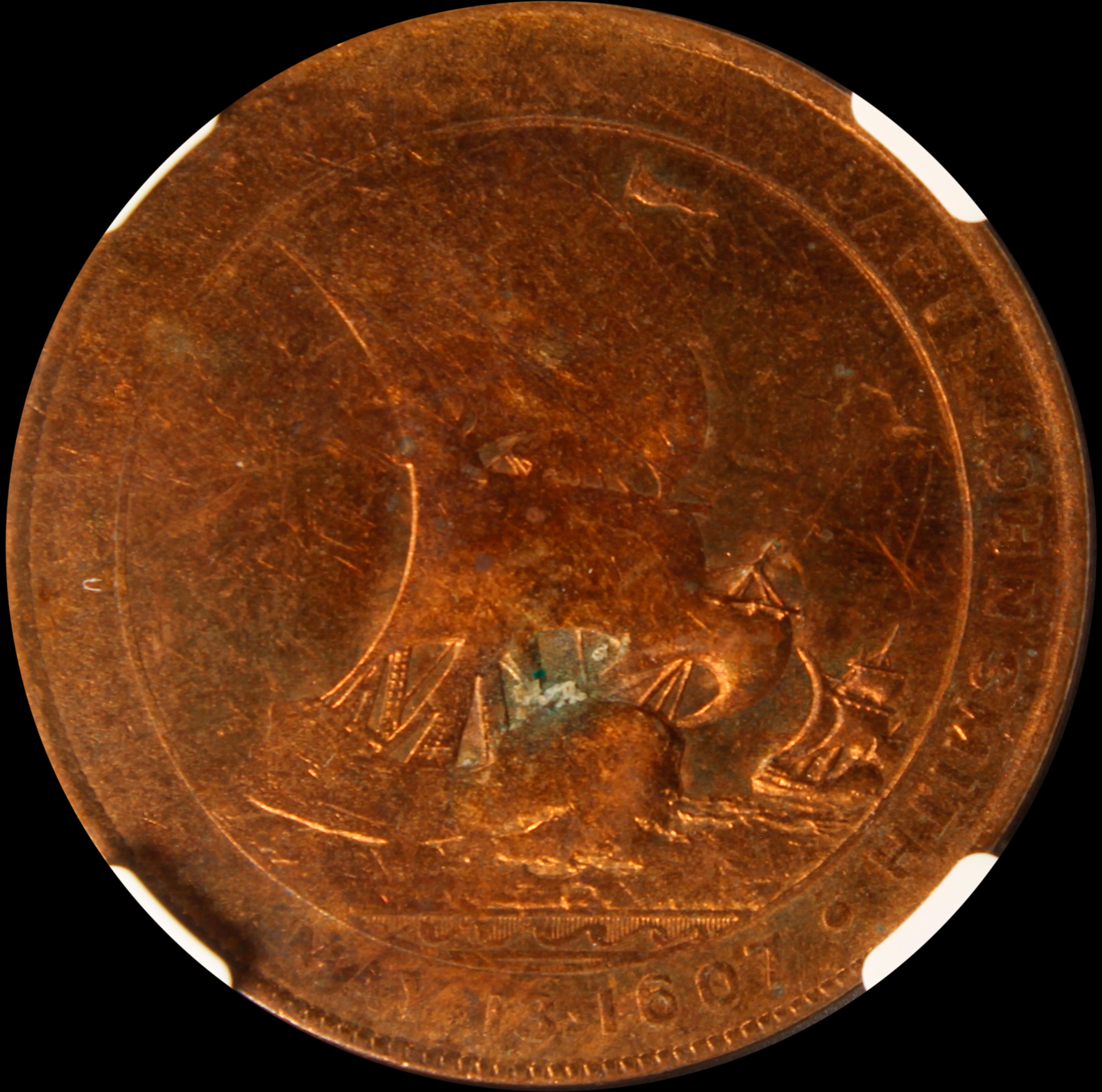 HK-346 1907 Jamestown Tercentennial Exposition Official SCD – Bronze “DIE TRIAL”