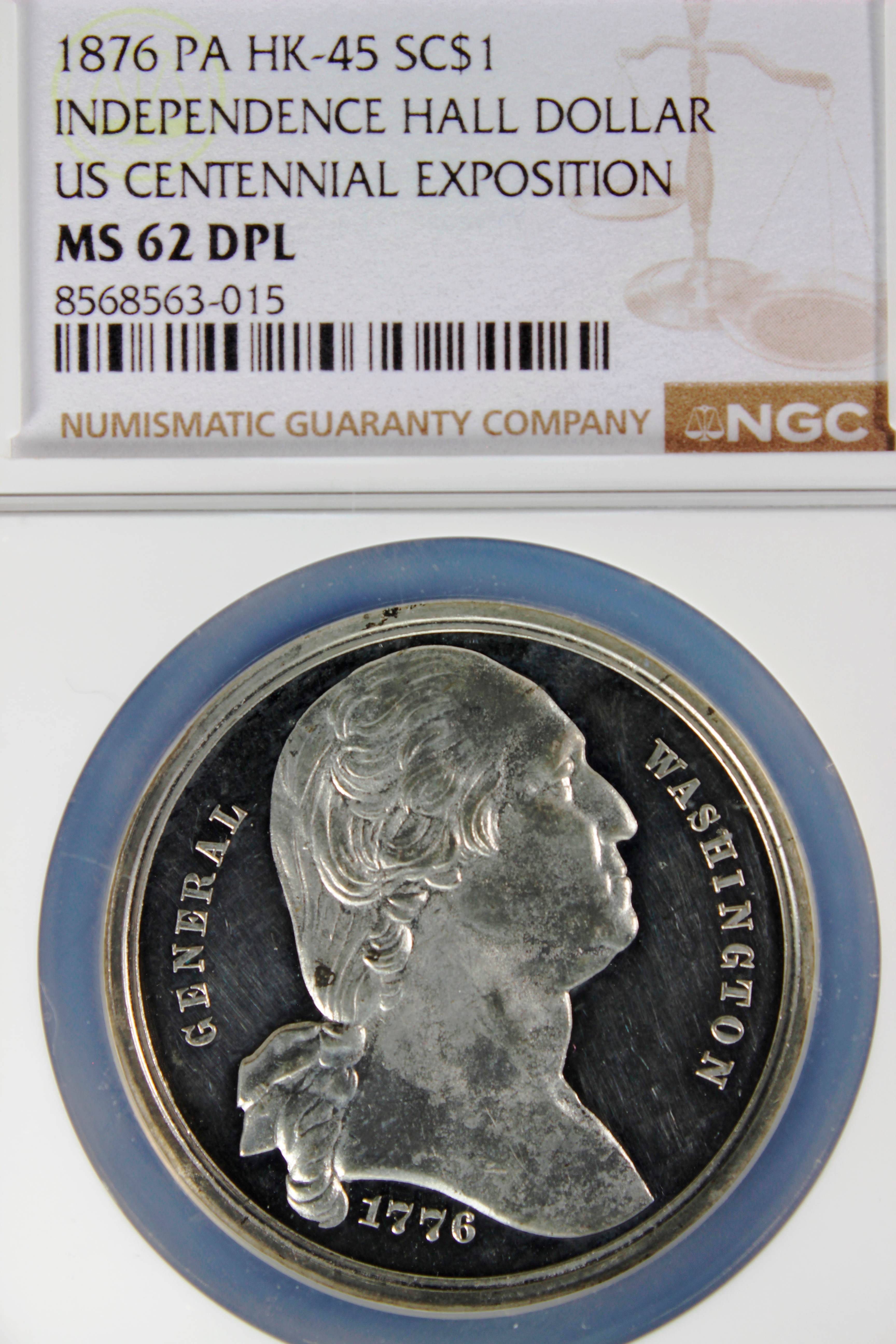 HK-45 1876 Centennial Washington Large Bust / Small Independence Hall SCD