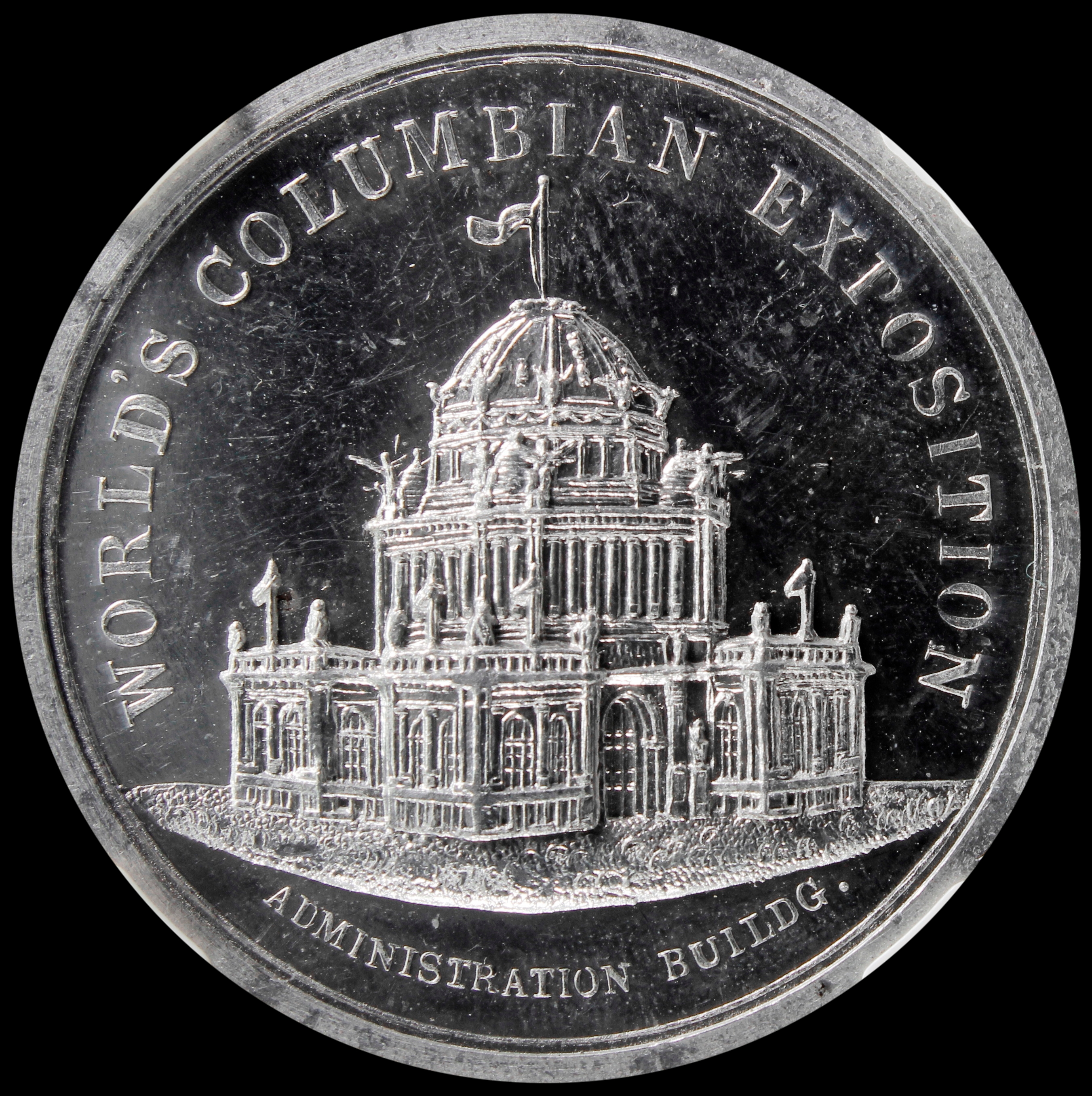 HK-162 1893 Columbian Childs Administration Building / Ornate Aluminum SCD – Plate Coin