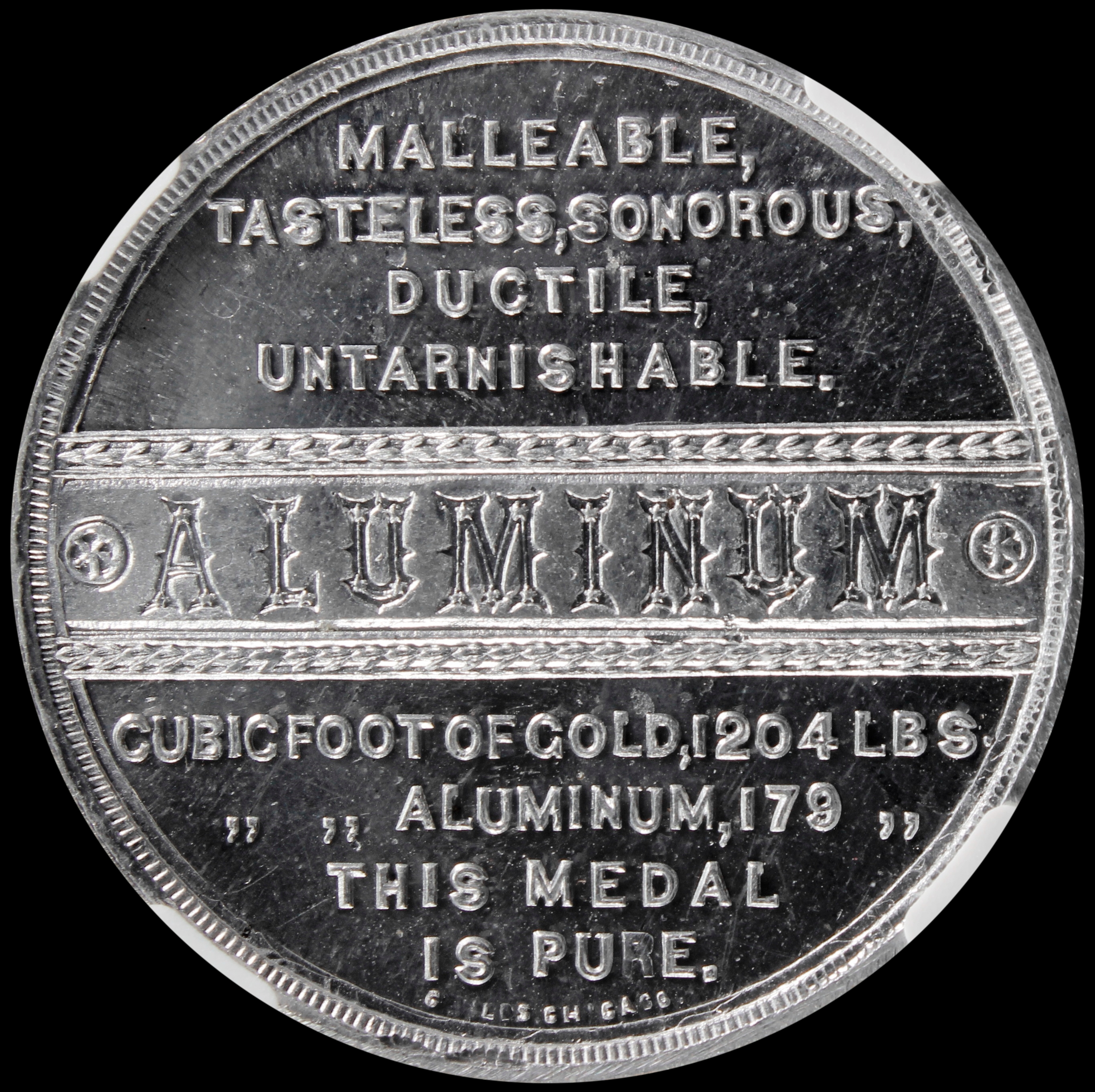 HK-162 1893 Columbian Childs Administration Building / Ornate Aluminum SCD – Plate Coin