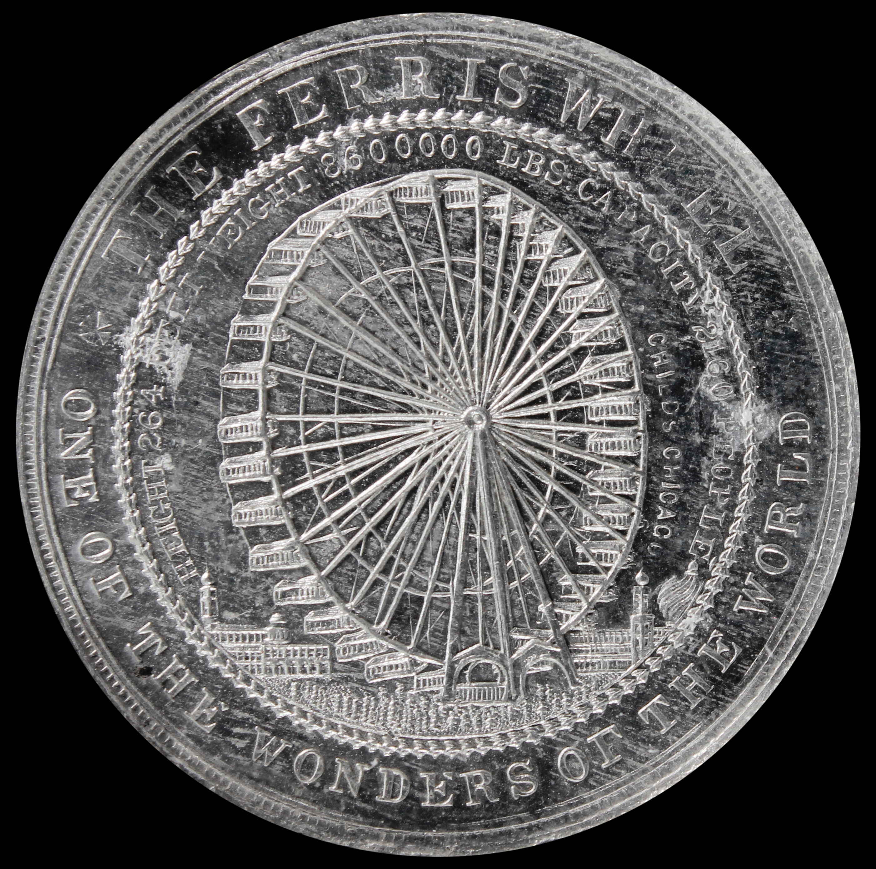 HK-173 1892 Columbian Childs Ferris Wheel and Columbia Standing with Flags SCD