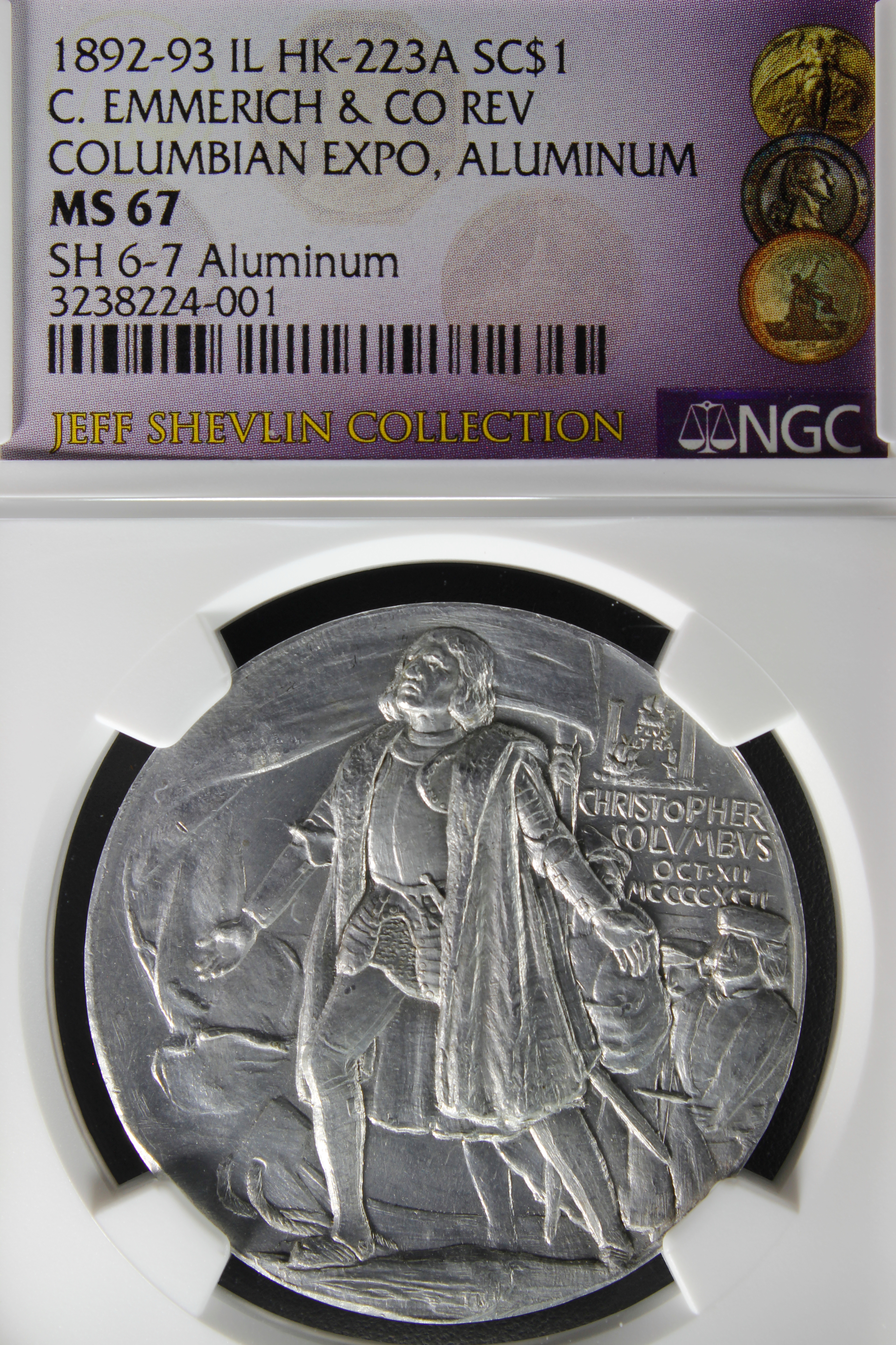 HK-223A 1893 Columbian Saint-Gaudens & Barber SCD – Aluminum variety
