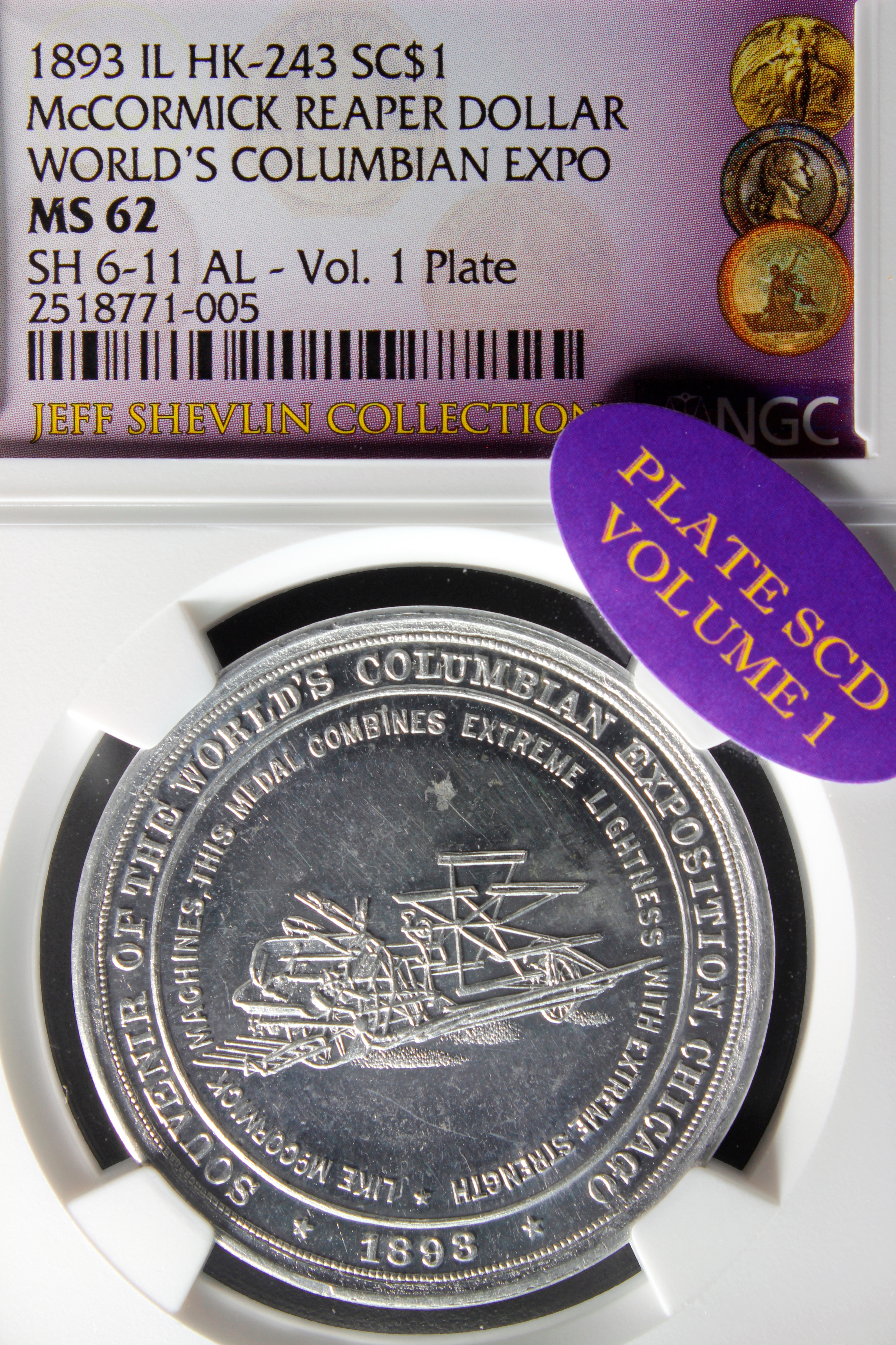 HK-243 1893 Columbian McCormik Reaper “Type 1” Three Rows SCD