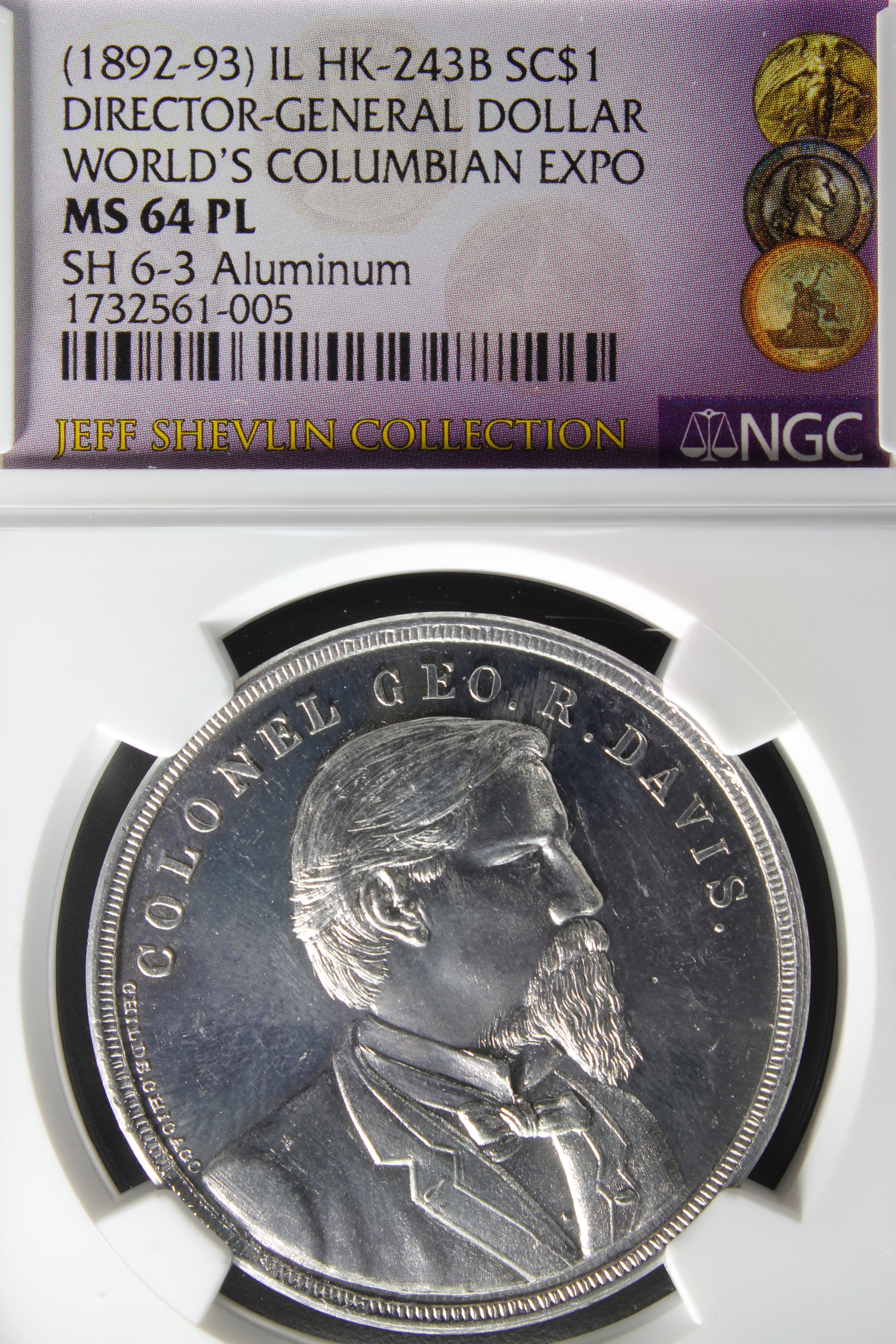 HK-243B 1893 Columbian Colonel Davis Director General SCD – H&K Plate Coin