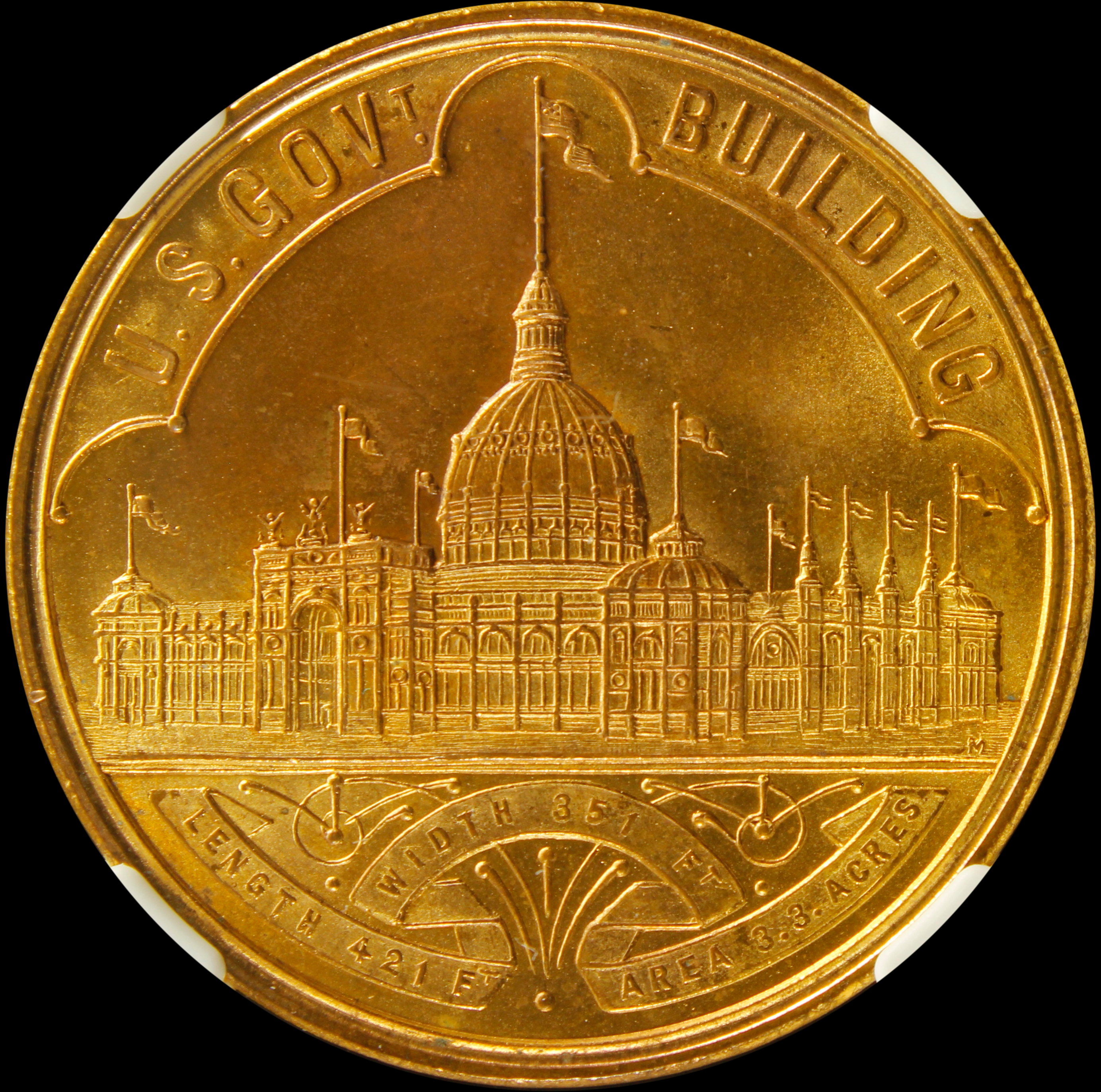 HK-154 1893 Columbian Exposition Gold-Plated Variety Large Letters Official SCD