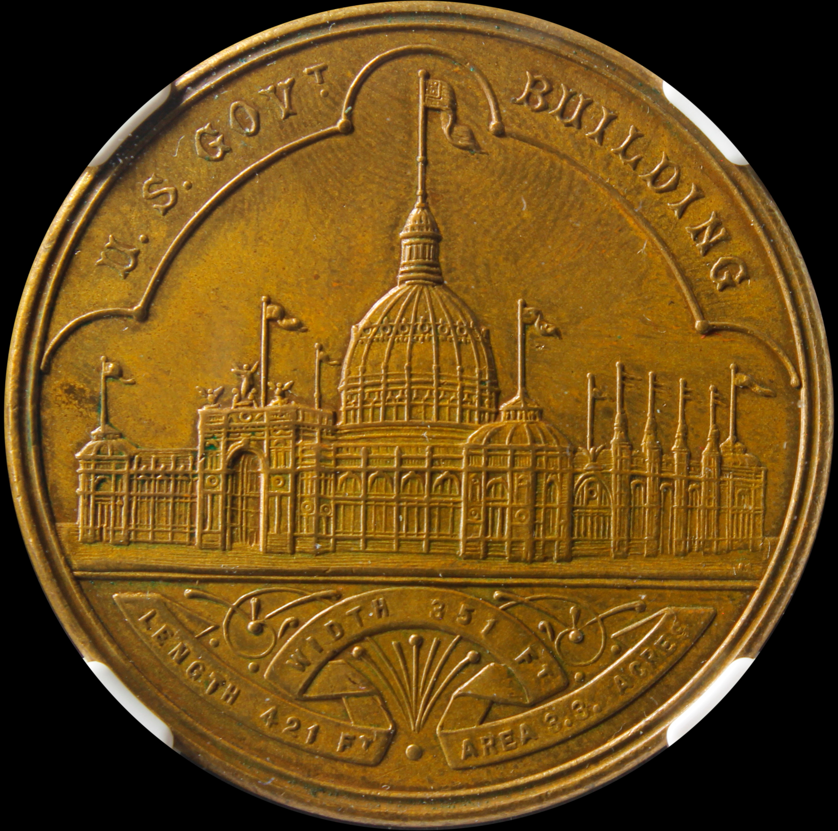 HK-155 1893 Columbian Exposition “Oreide” Two Pearl Variety Small Letters Official SCD