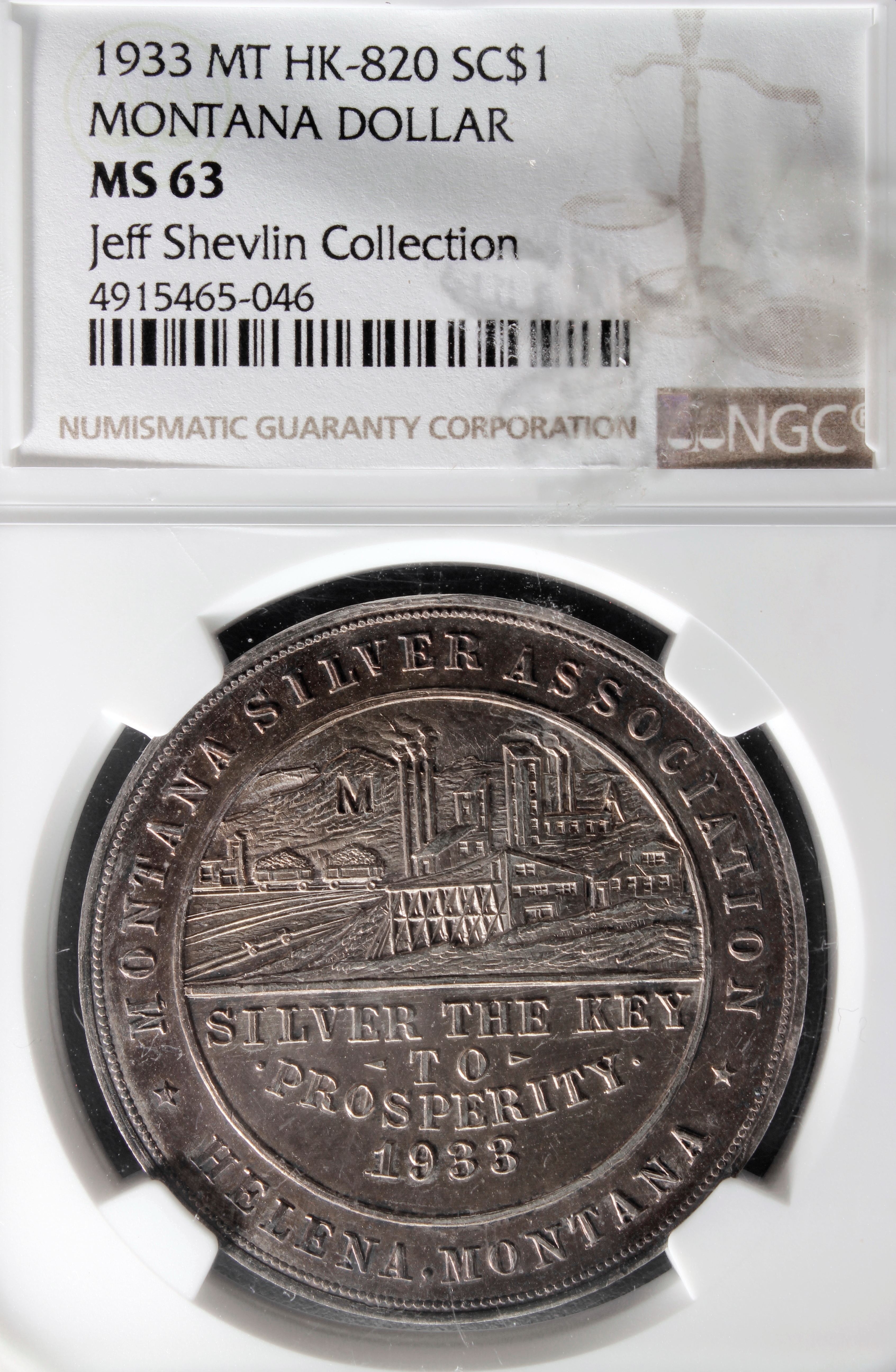 HK-820 1933 Montana Dollar Silver SCD