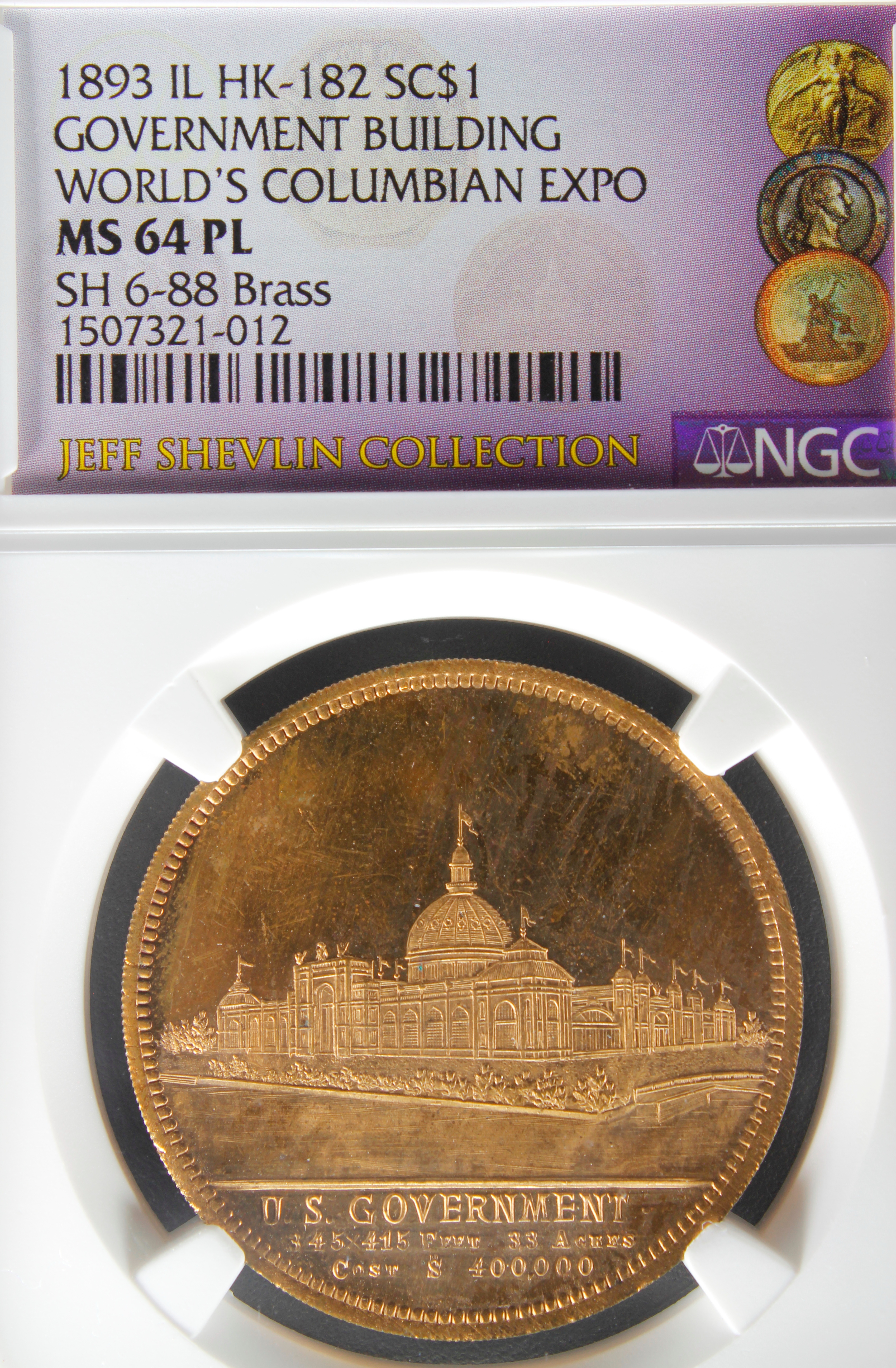 HK-182 1893 Columbian Lauer U.S. Government Building SCD