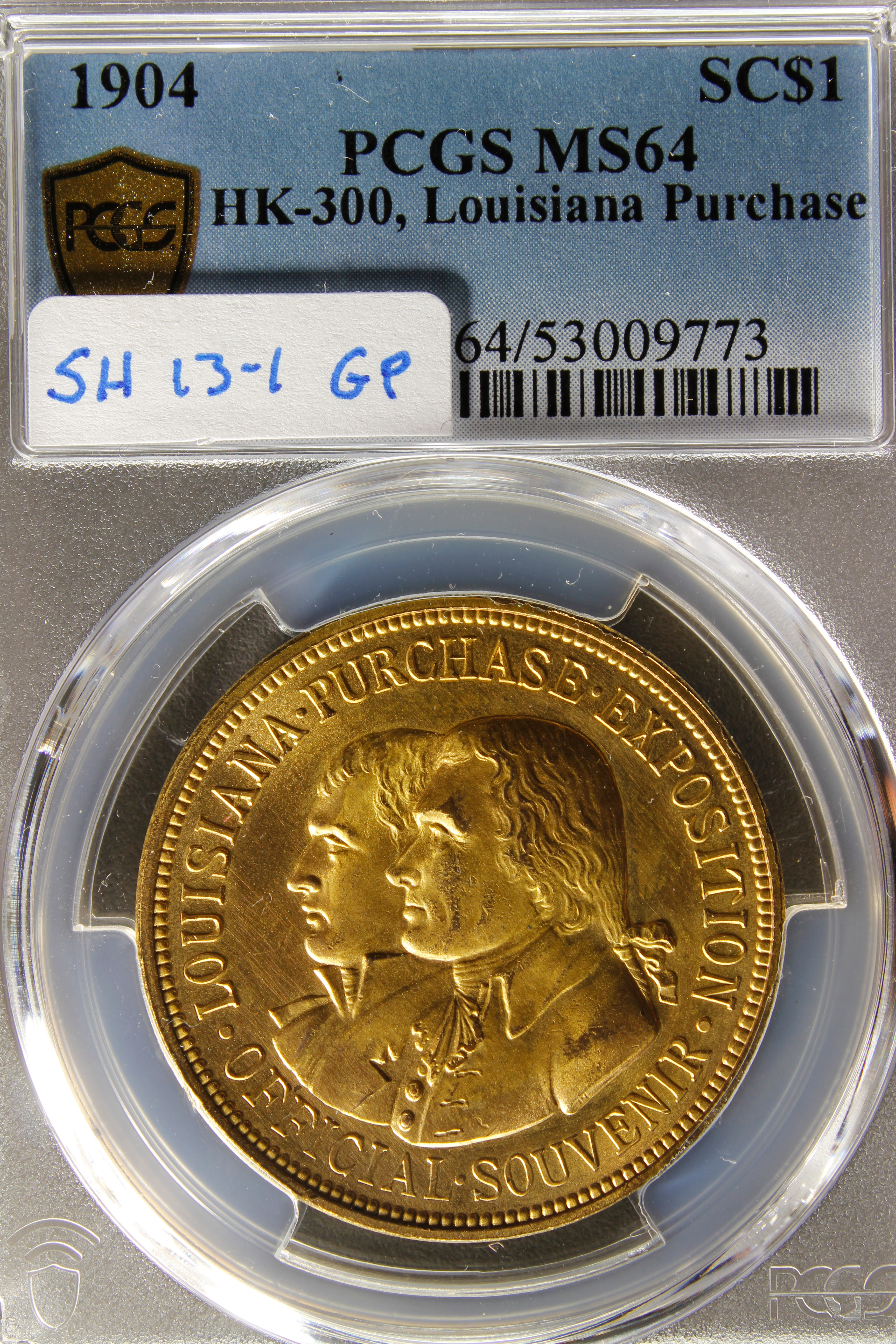 HK-300 1904 Louisiana Purchase Exposition Gold-Plated Official SCD