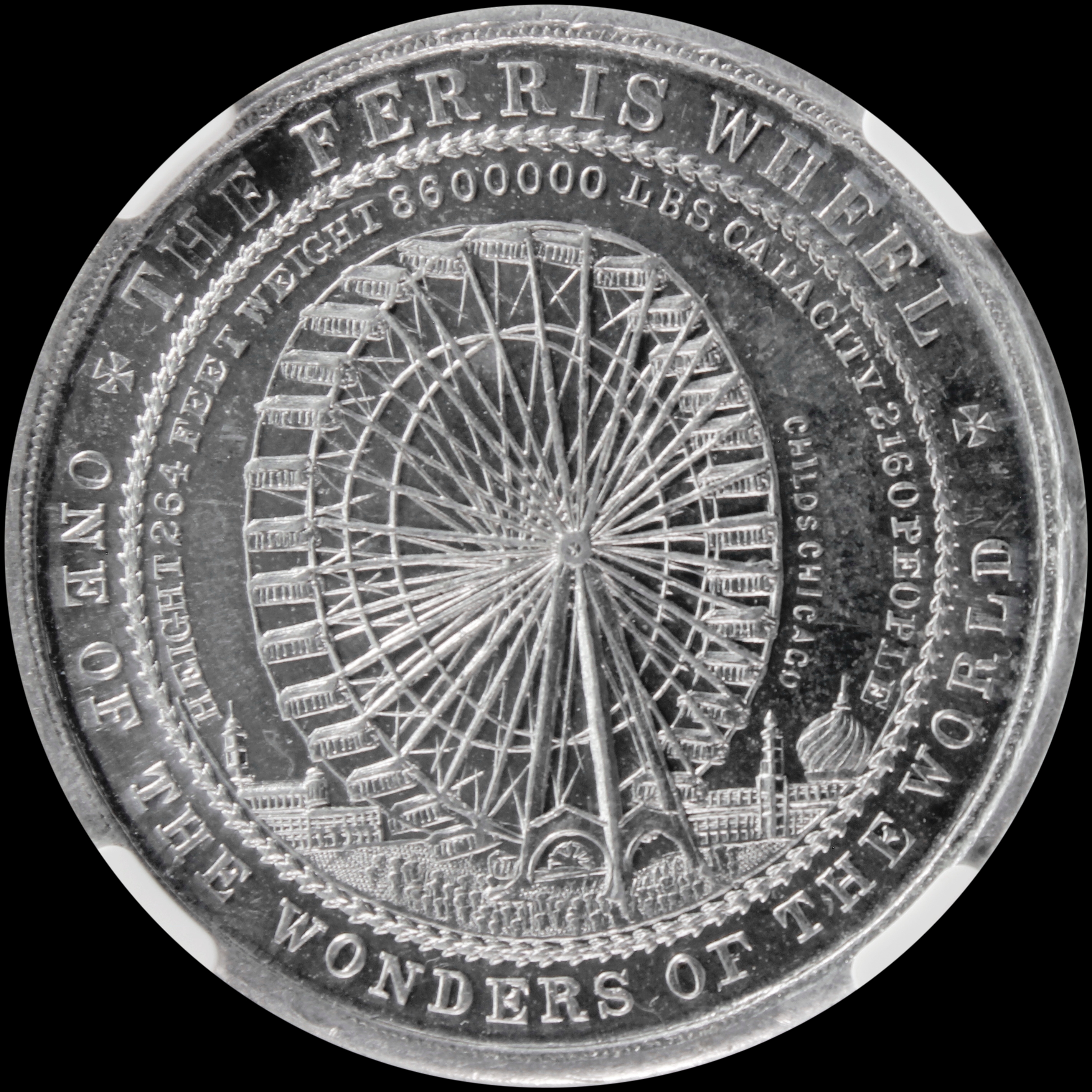 HK-173 1892 Columbian Childs Ferris Wheel and Columbia Standing with Flags SCD