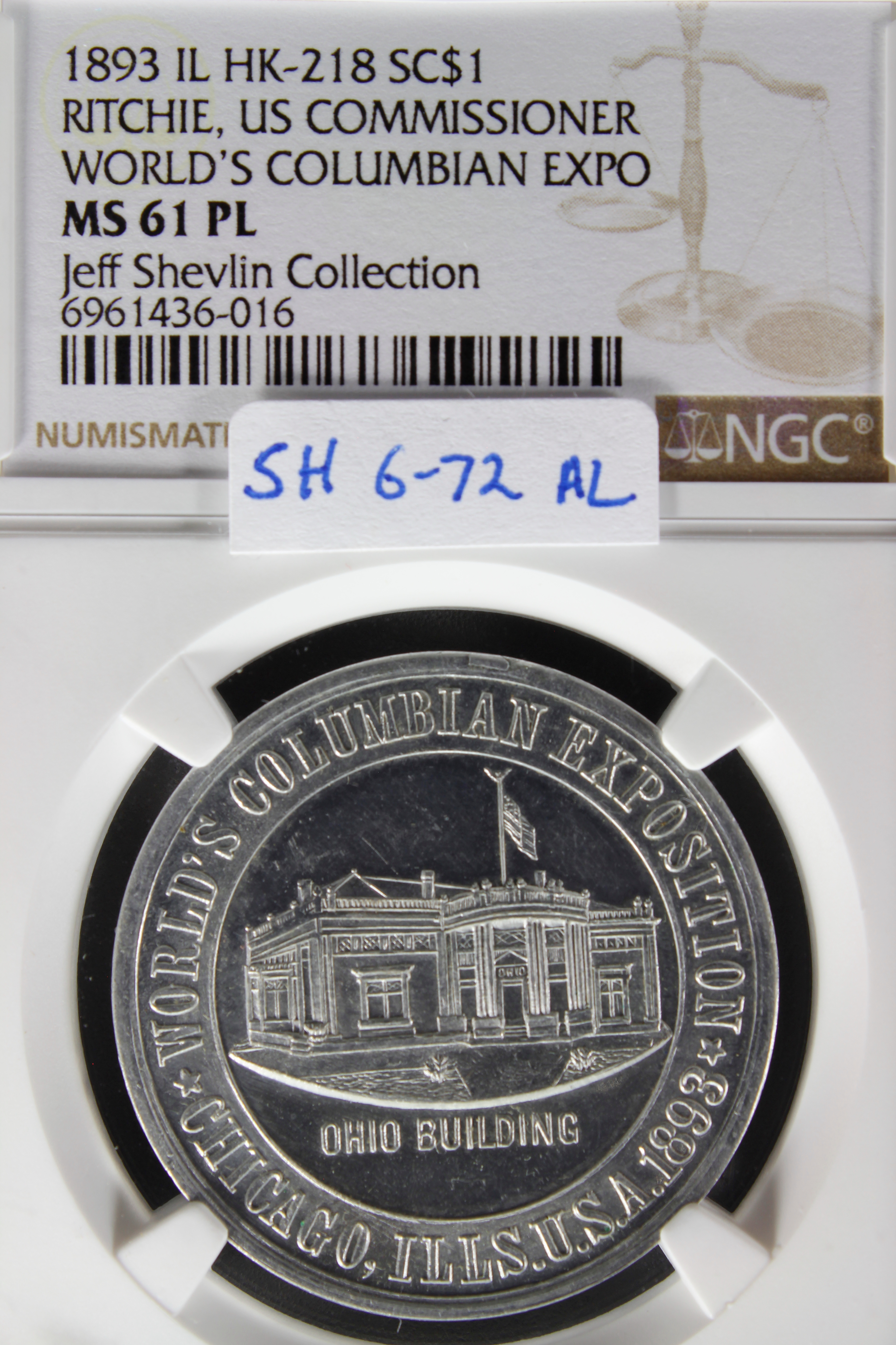 HK-218 1893 Columbian Murdock Ohio State Building Ritchie SCD