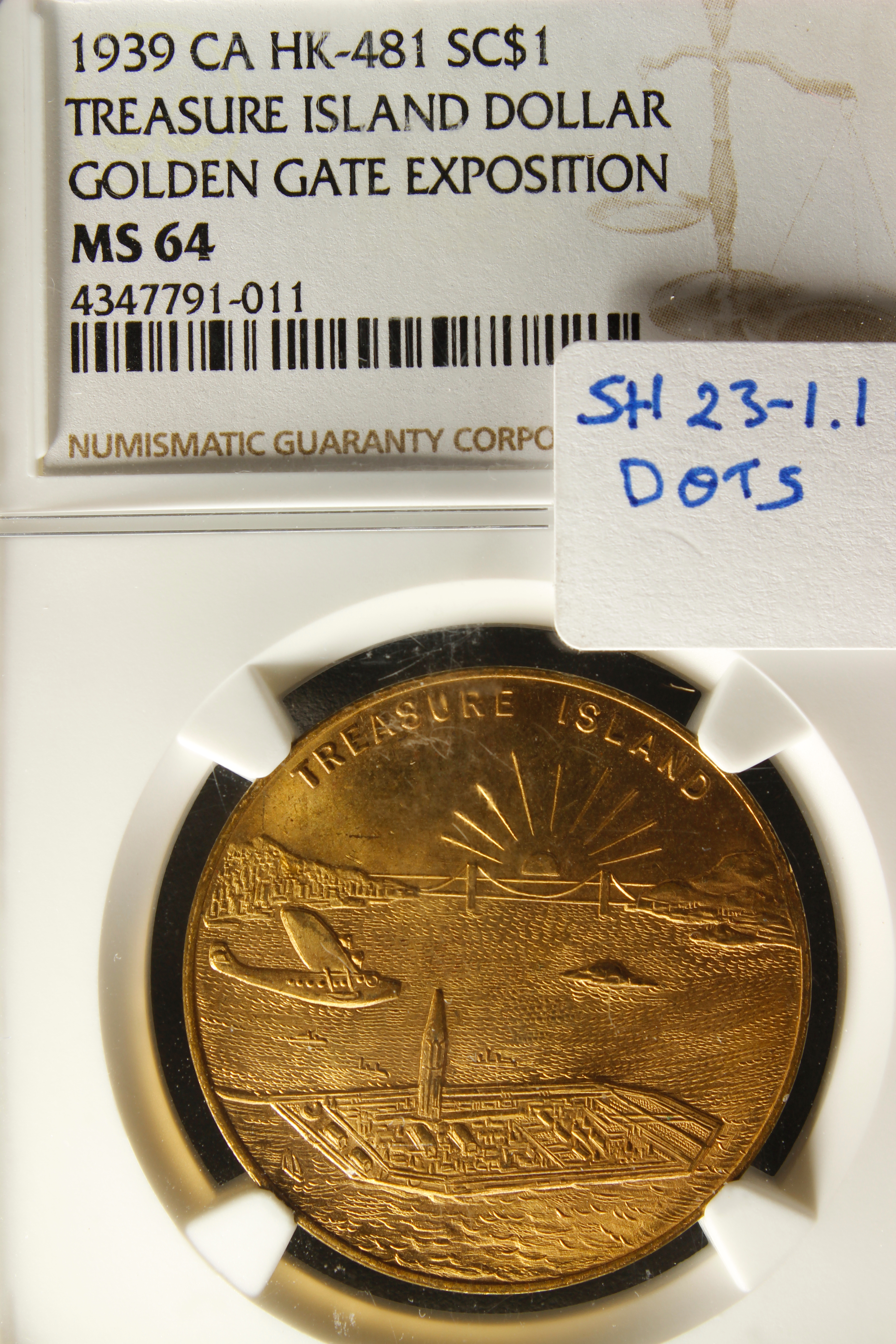 HK-481 1939 Golden Gate International Exposition Official SCD – Dots Variety