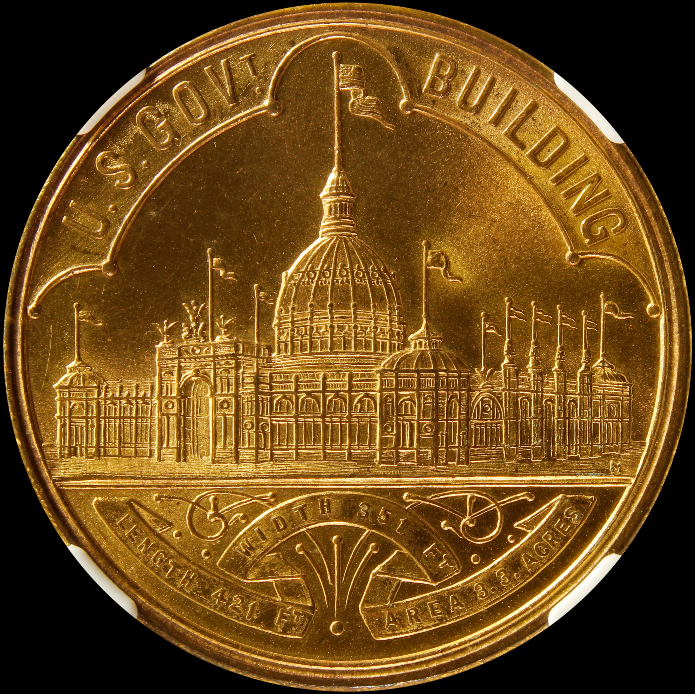 HK-154 1893 Columbian Exposition Gold-Plated Variety Large Letters Official SCD