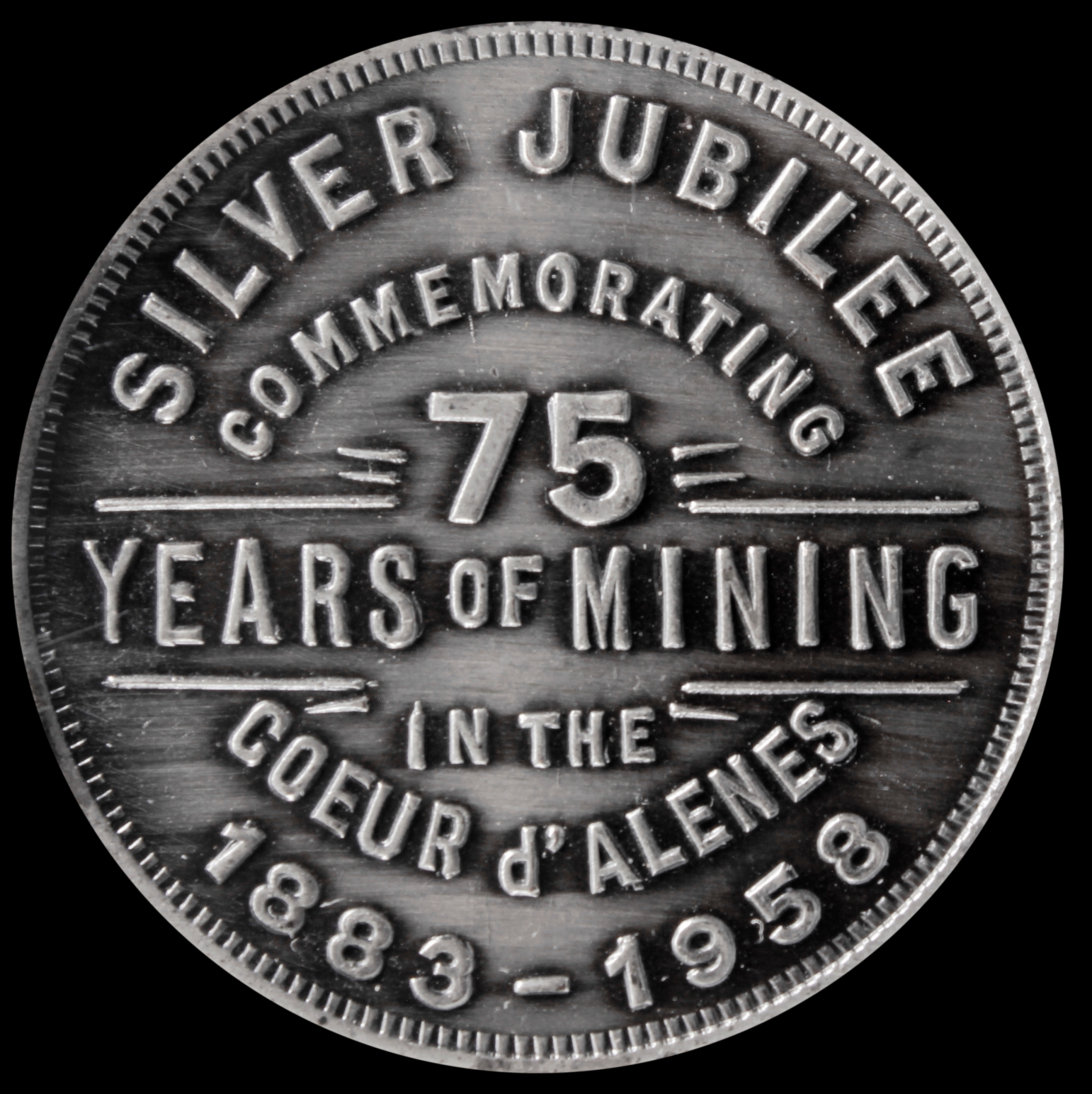 HK-516 1958 Coeur D’Alene’s Silver Jubilee obverse with Sweet’s Lounge reverse Store Card