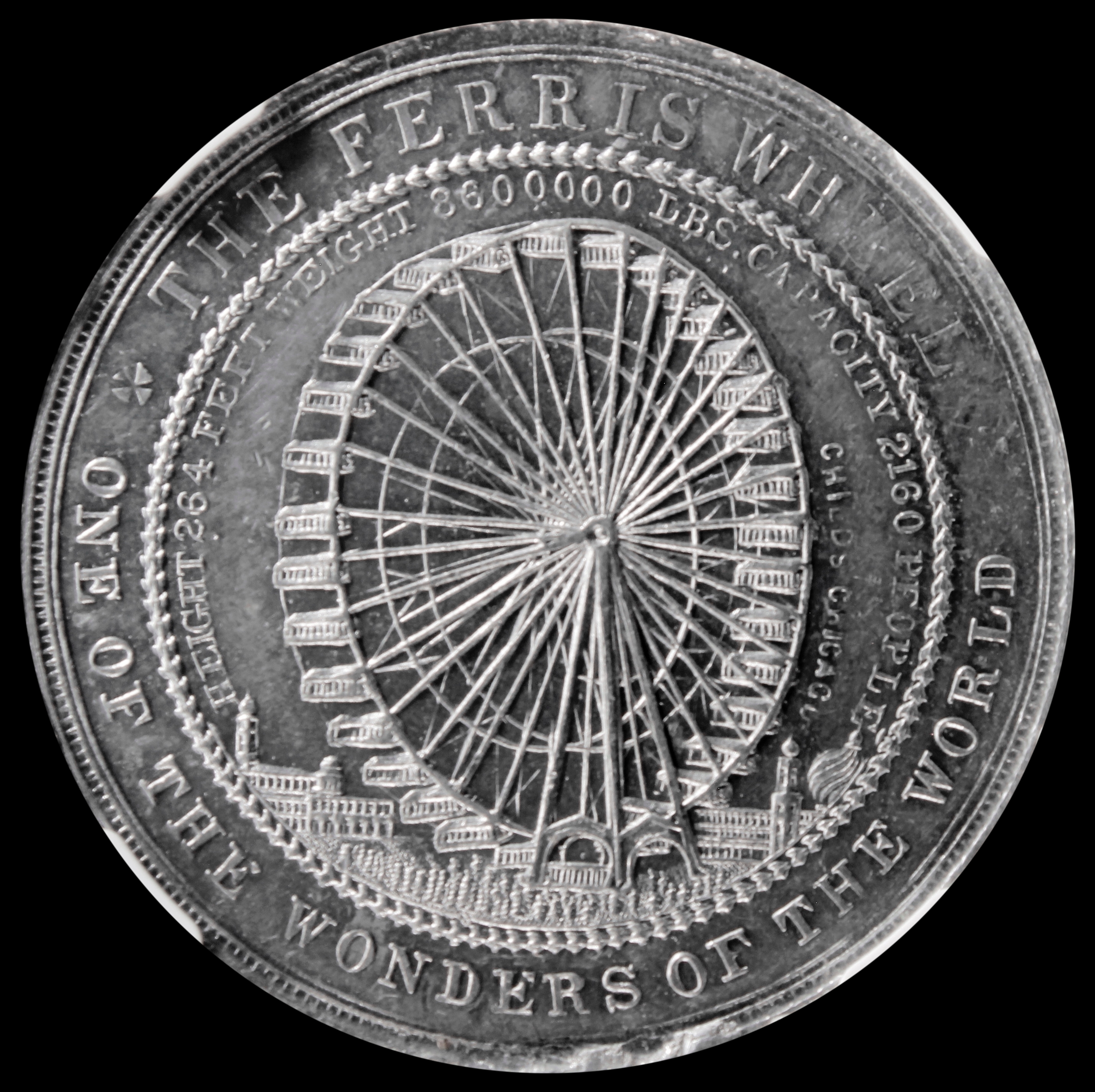 HK-173 1892 Columbian Childs Ferris Wheel and Columbia Standing with Flags SCD