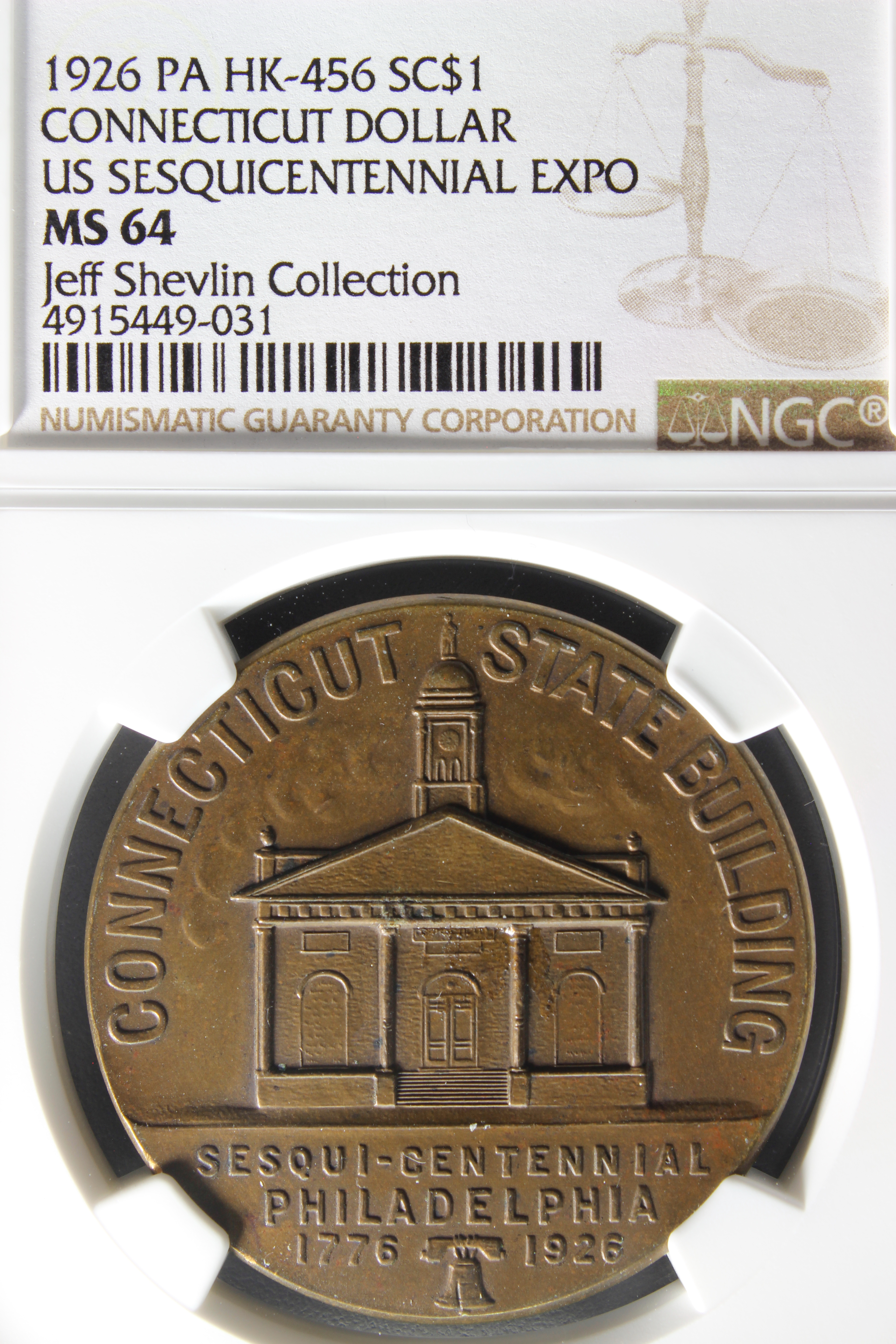 HK-456 1926 Connecticut Dollar SCD