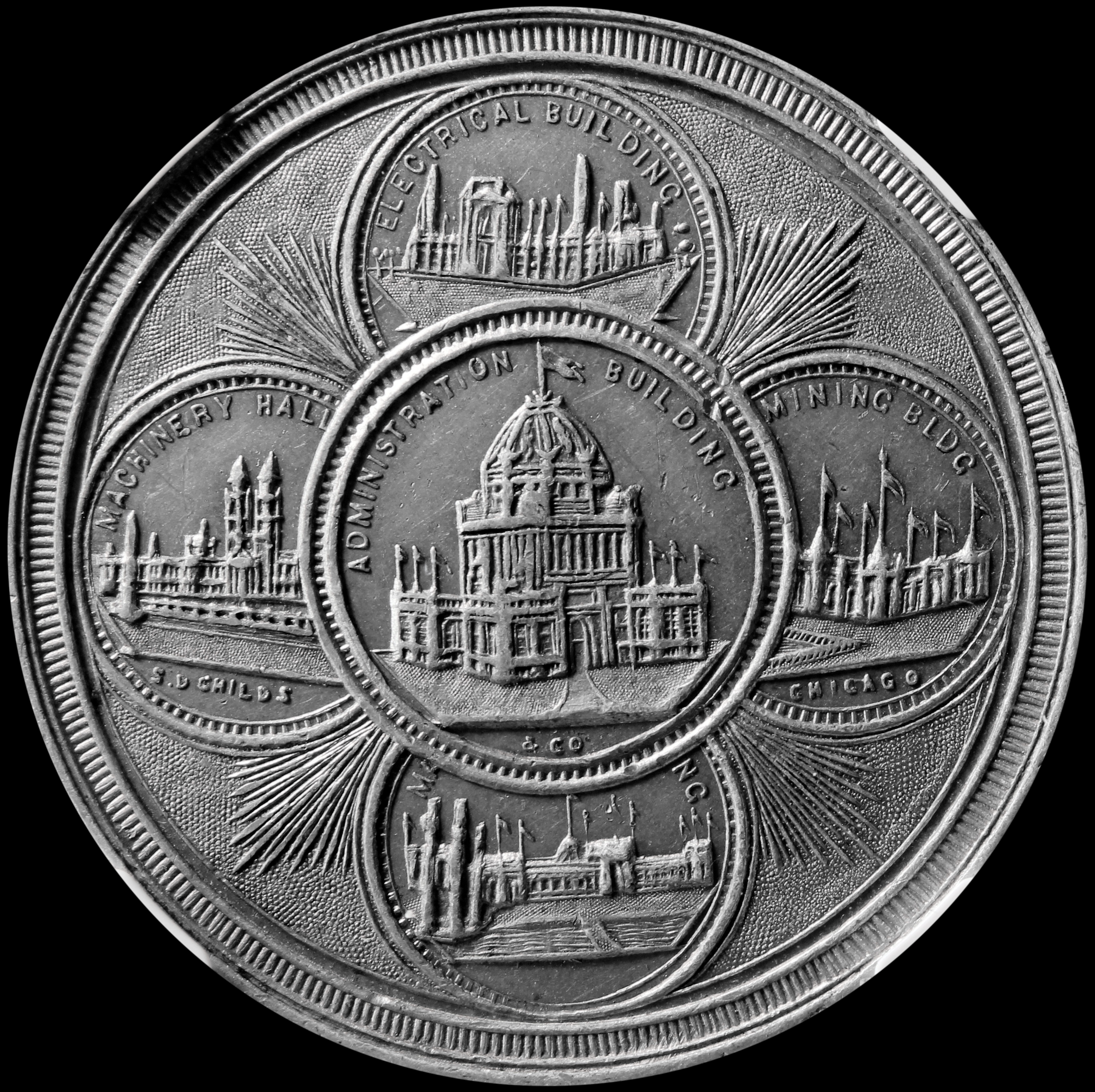 1893 Columbian Childs Five Edifices with Rays / Wonderful Aluminum SCD