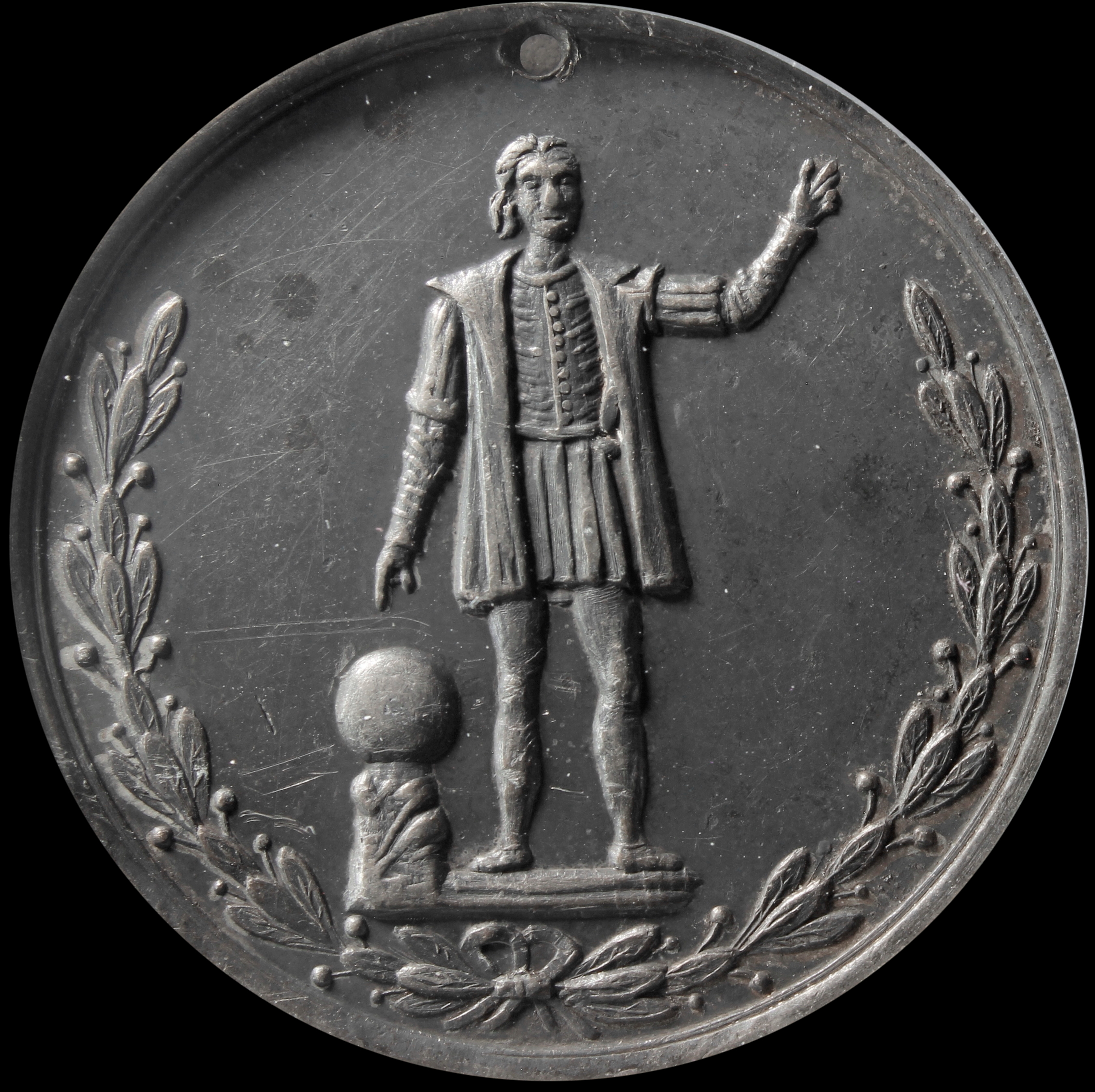 1893 Columbian Columbus Statue within Wreath with Discovery of America SCD