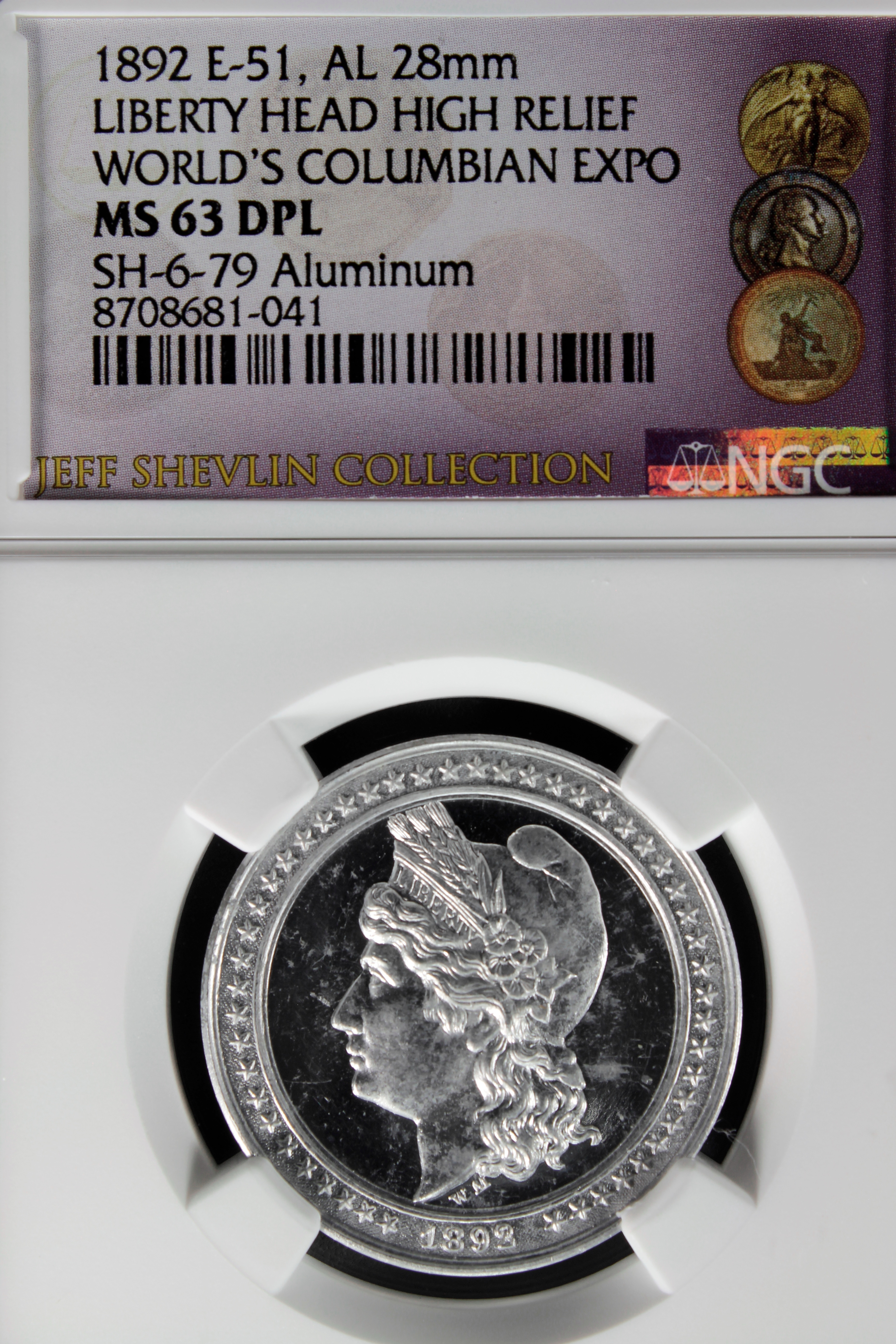 HK-222 SMALL VARIETY 1893 Columbian High Relief Liberty Head SCD – smaller 28mm version