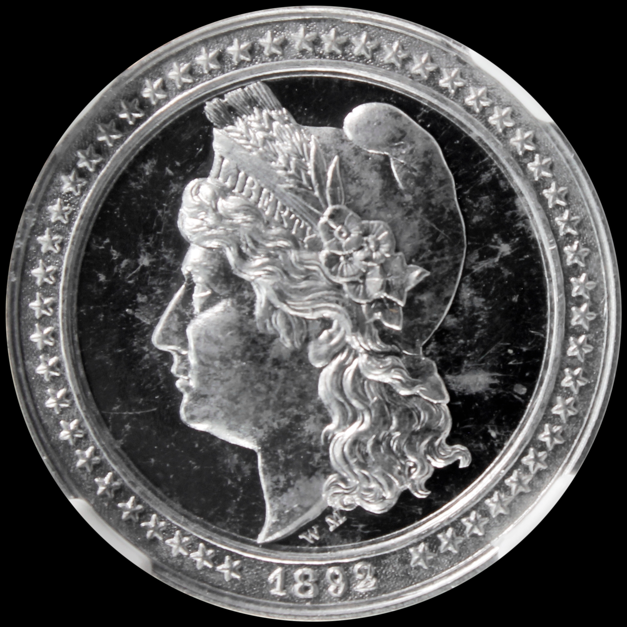 HK-222 SMALL VARIETY 1893 Columbian High Relief Liberty Head SCD – smaller 28mm version
