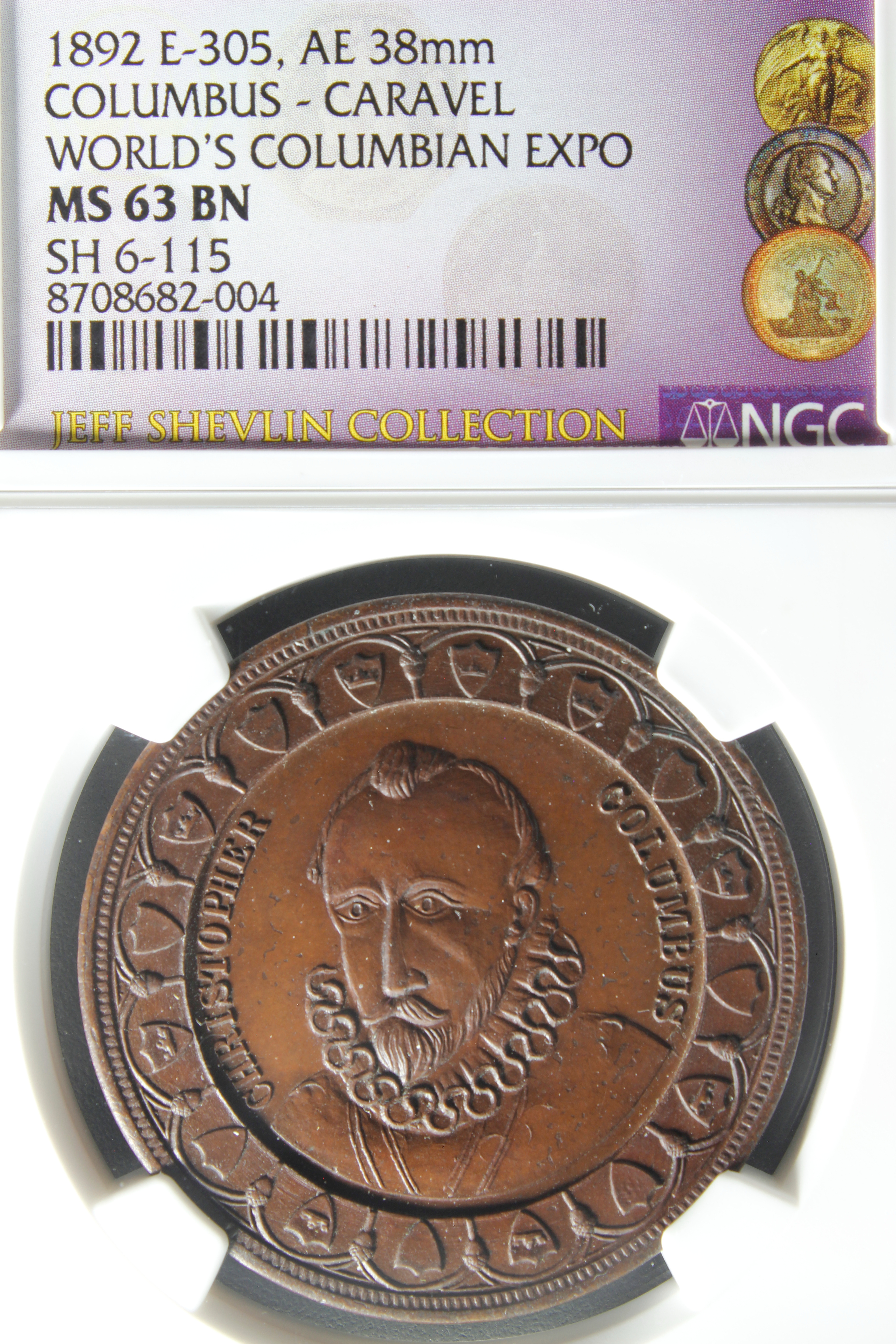 HK-230 1893 Columbian Columbus in Shield Border / Caravel SCD