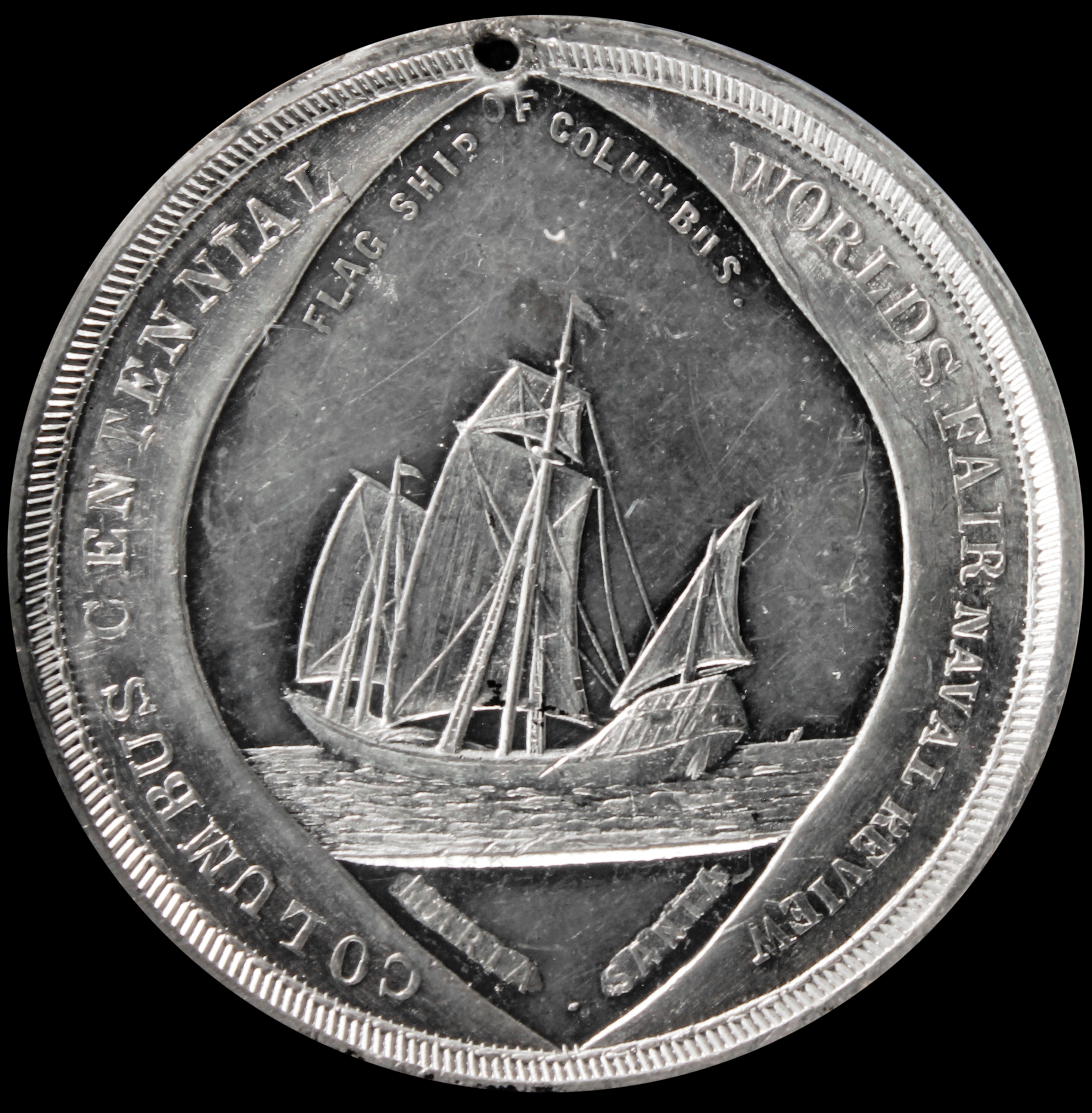 1892 Columbian Columbus Three Quarter Bust Left / Santa Maria Naval Review SCD