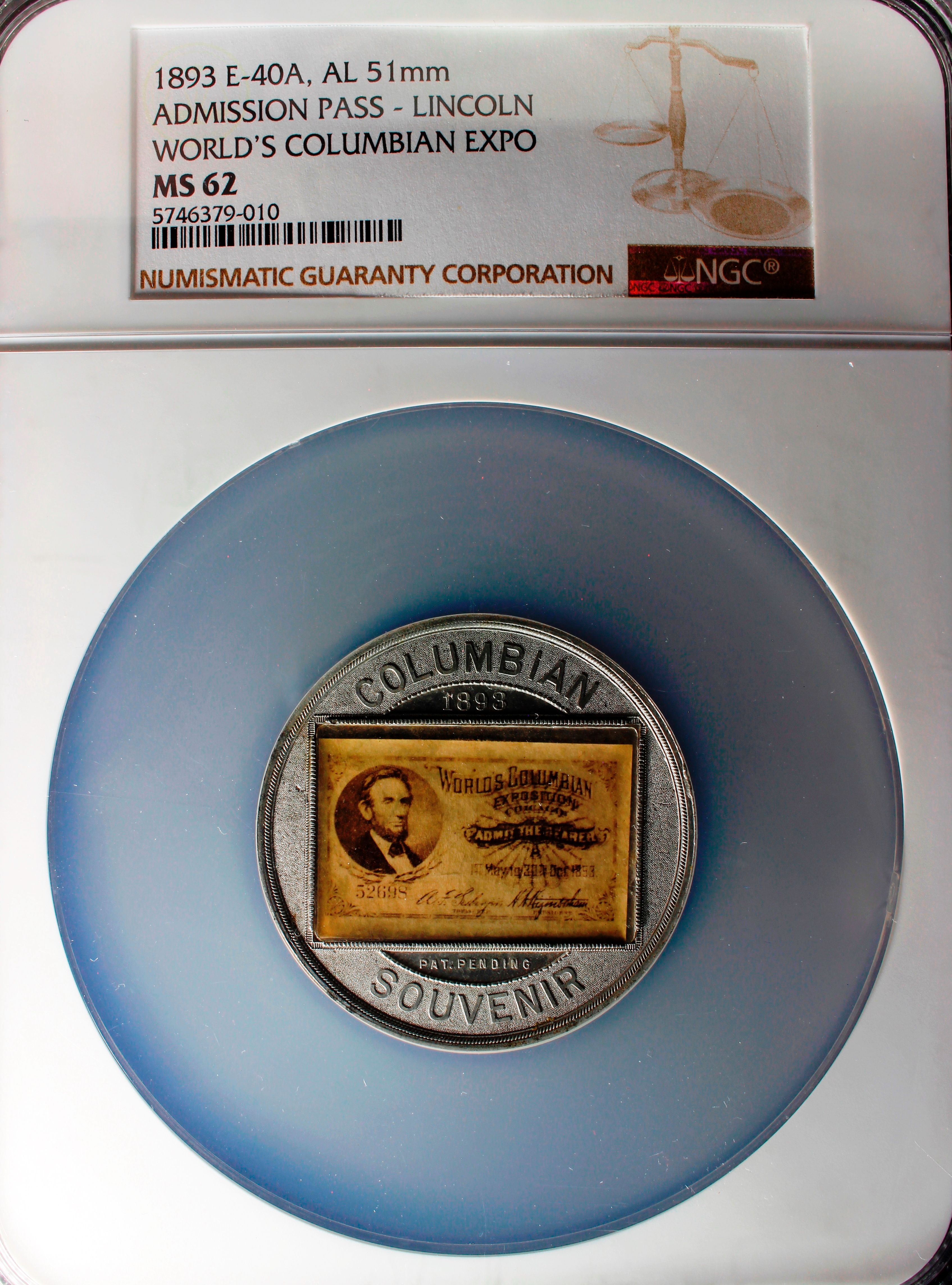 1893 Columbian Admission Pass – Lincoln