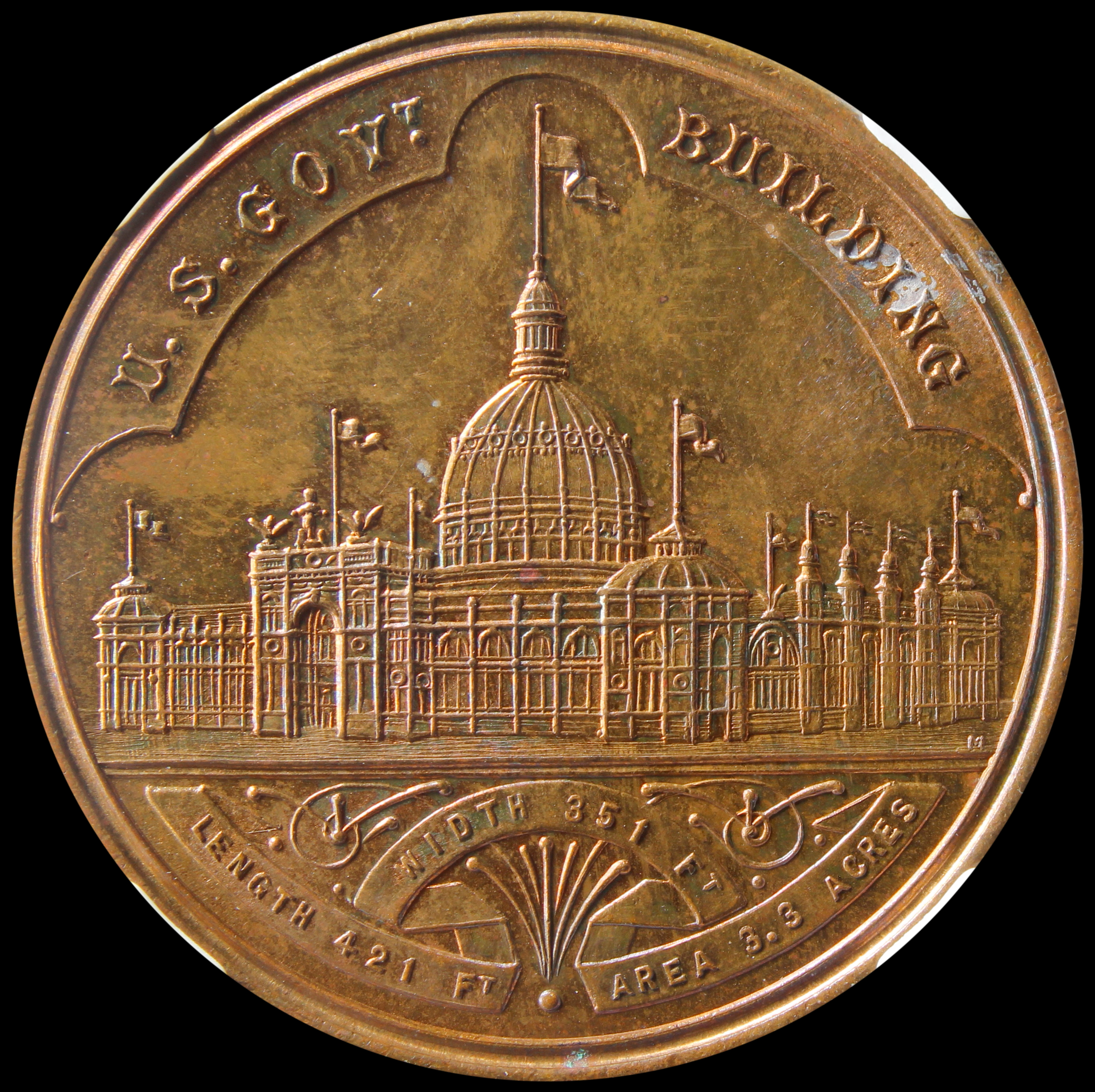 HK-155D 1893 Columbian Exposition Small Letters EXCEPTIONALLY SCARCE BRONZE Official SCD