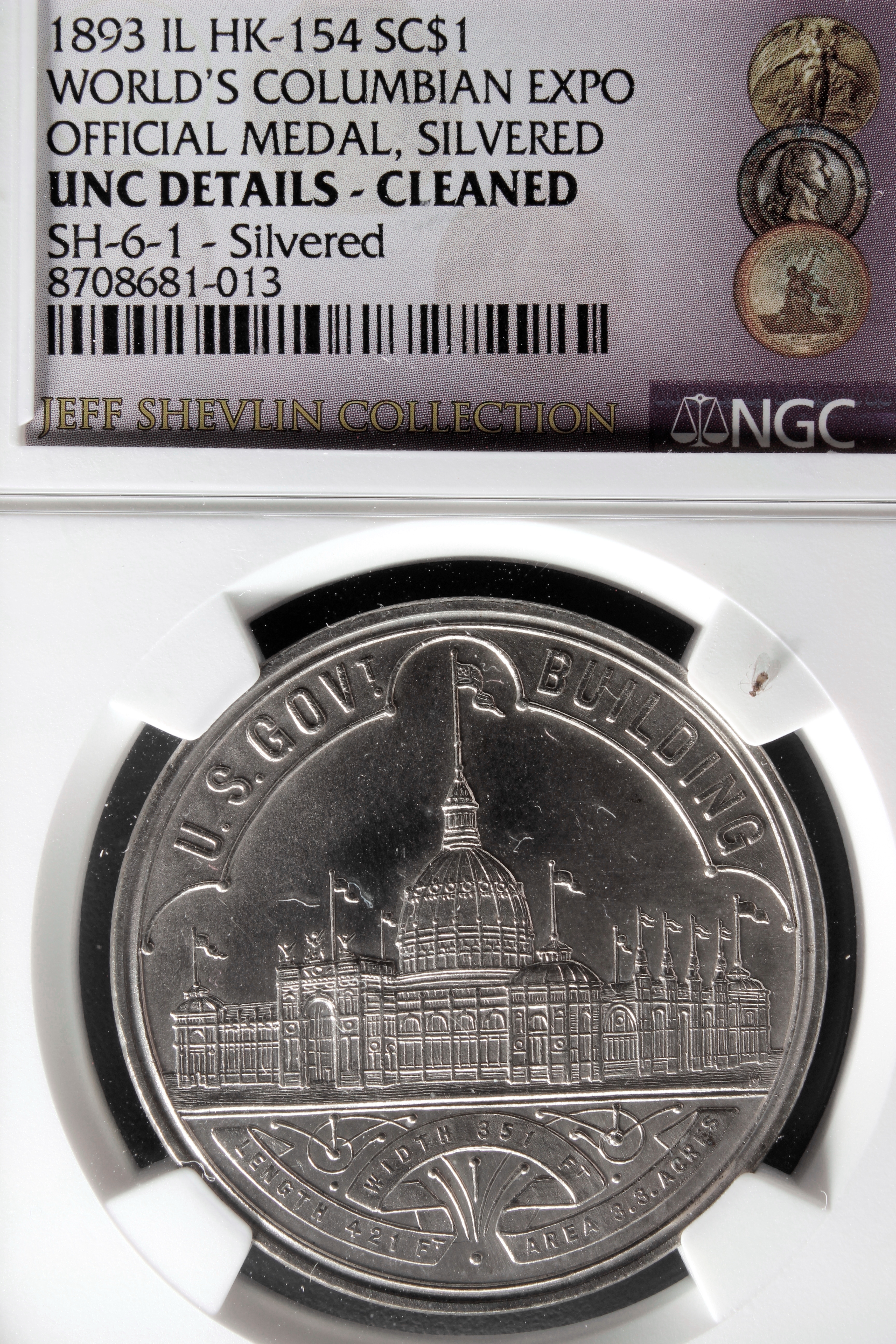 HK-154 1893 Columbian Exposition Large Letters Silver-Plated Official SCD